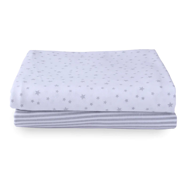 Stars & Stripes 2 Pack Fitted Moses Basket Sheets - 74 x 30 cm
