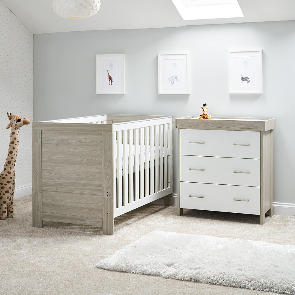 O Baby Nika 2 piece Furniture Bundle Grey/White Wash - Click & Collect