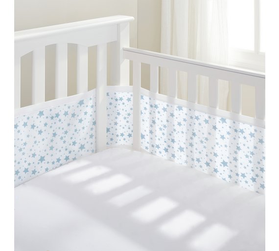 BreathableBaby 2 sided mesh cot/cotbed liner twinkle blue