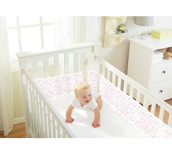 BreathableBaby 2 sided mesh cot/cotbed liner twinkle pink