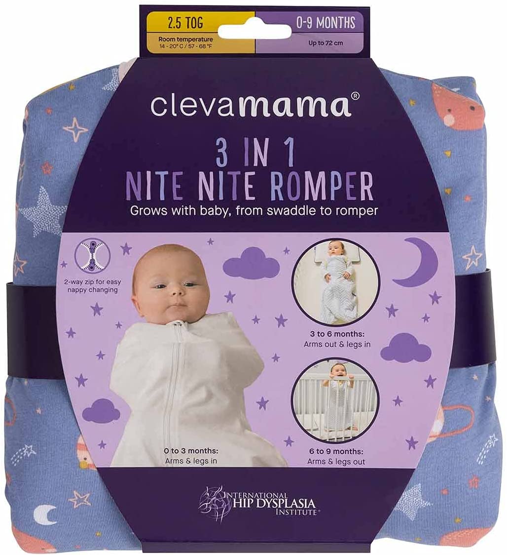 Cleva mama 3 in 1 Nite Nite Romper & Sleeping Bag - 2.5 Tog Pink