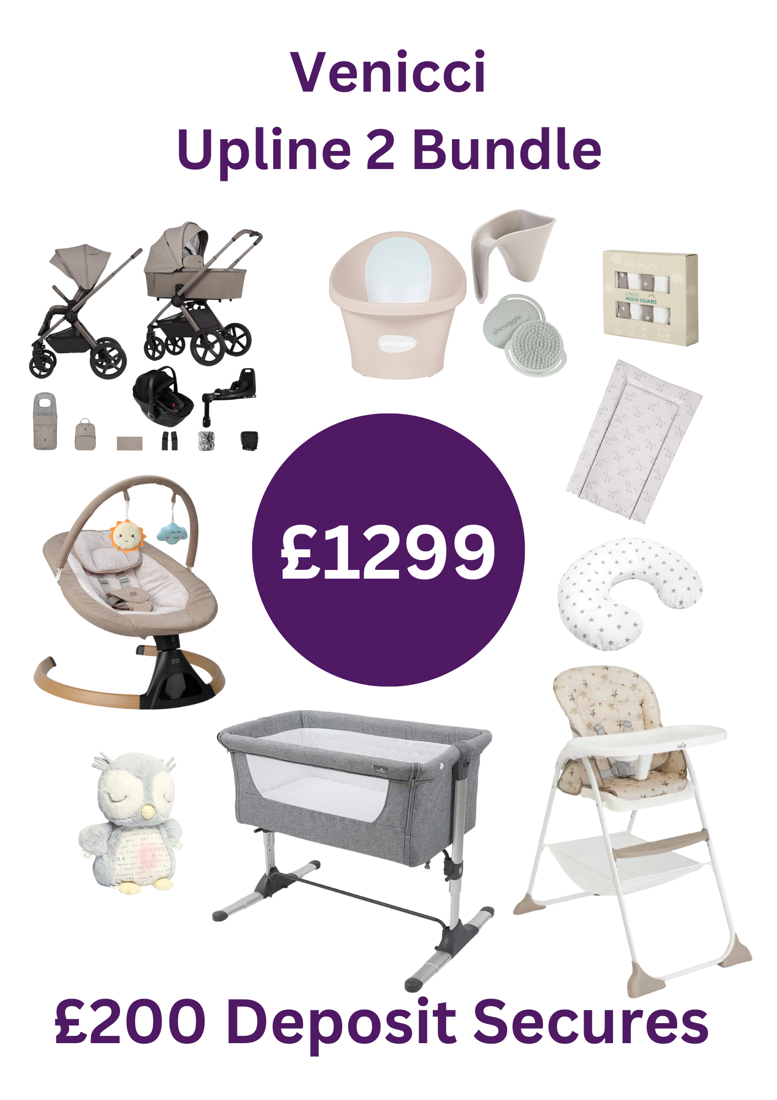 Venicci Upline2 January £1299 Bundle Secure with £200 Deposit - Instore collection only