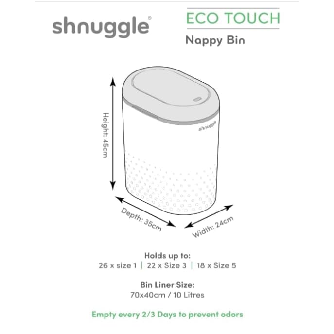 Shnuggle Eco-Touch Nappy Bin | Odour-Locking & Eco-Friendly