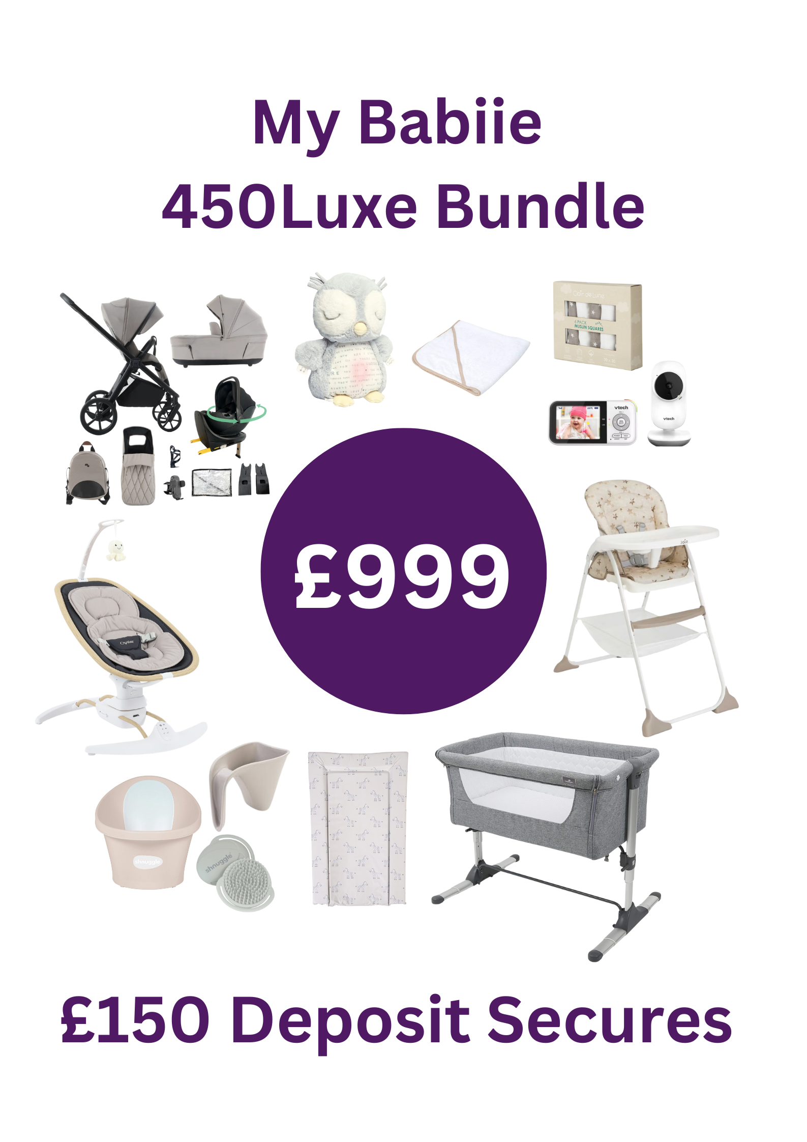 My Babiie 450 Luxe Premium Bundle with Rotating Carseat & Isofix Base - Instore collection only Pre Order