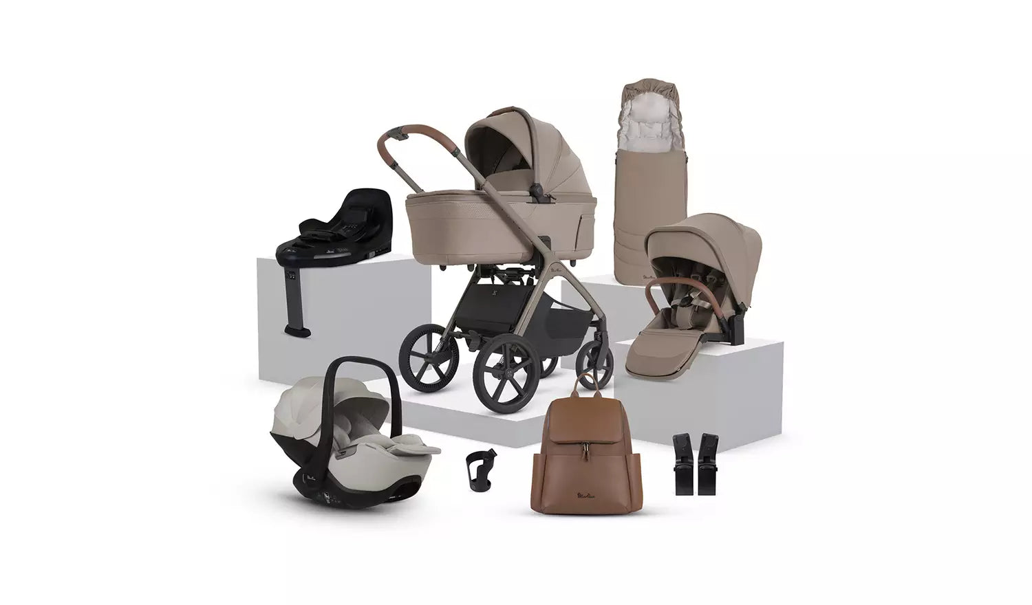 Silver Cross Cove 2 Champagne Travel System Ultimate 360 Infant Carrier Bundle