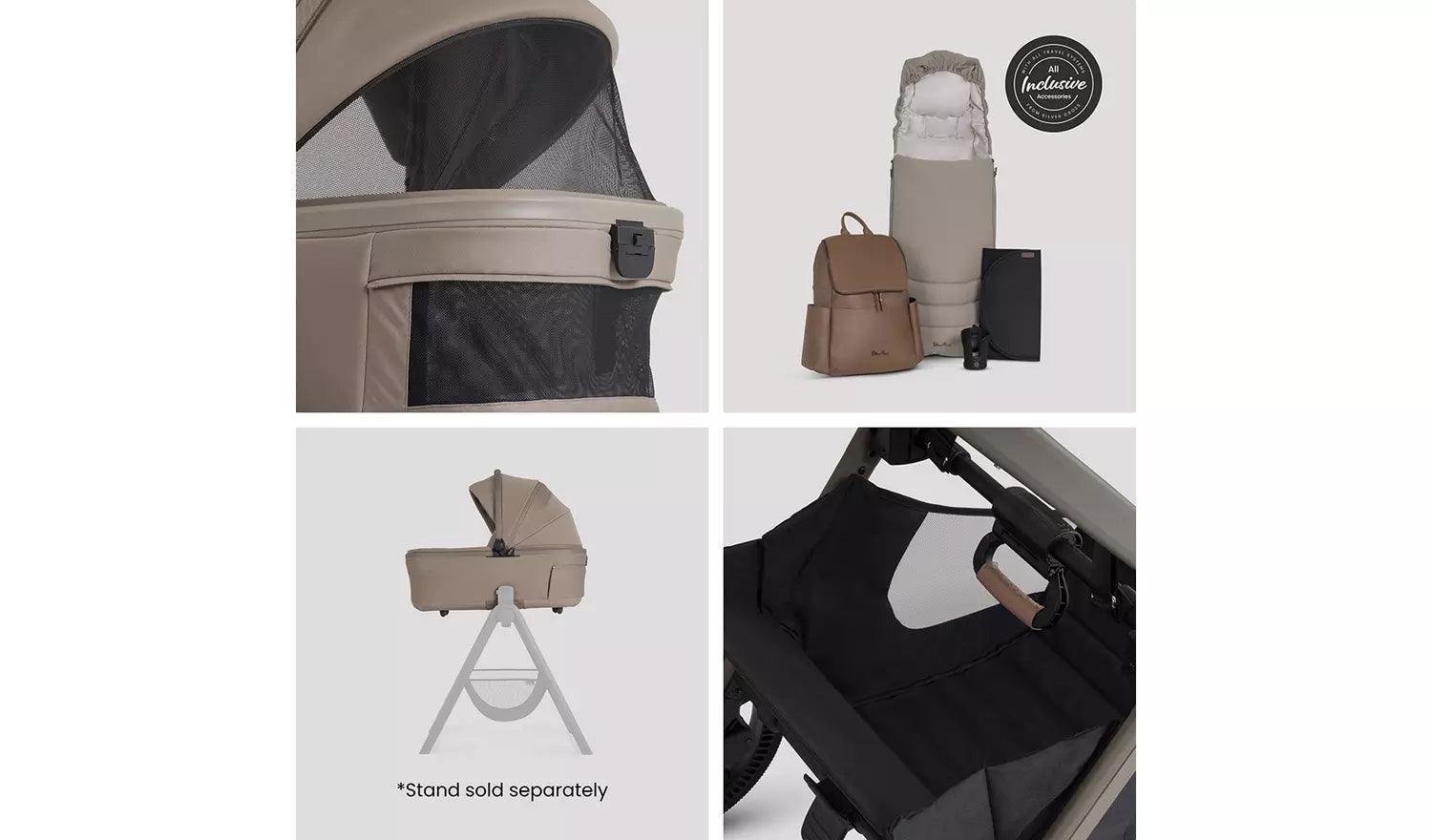 Silver Cross Cove 2 Champagne Travel System Ultimate 360 Infant Carrier Bundle