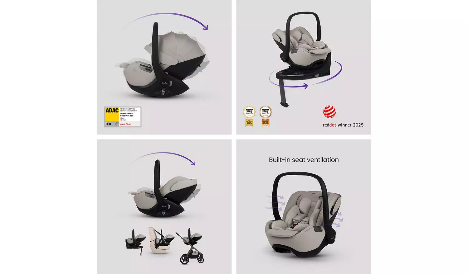 Silver Cross Cove 2 Maple Travel System Ultimate 360 Infant Carrier Bundle