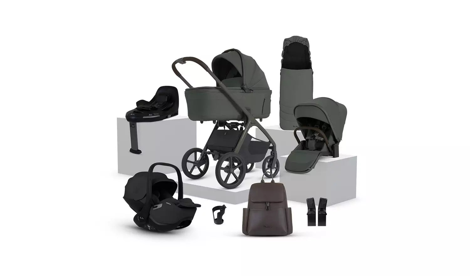 Silver Cross Cove 2 Pewter Travel System Ultimate 360 Infant Carrier Bundle