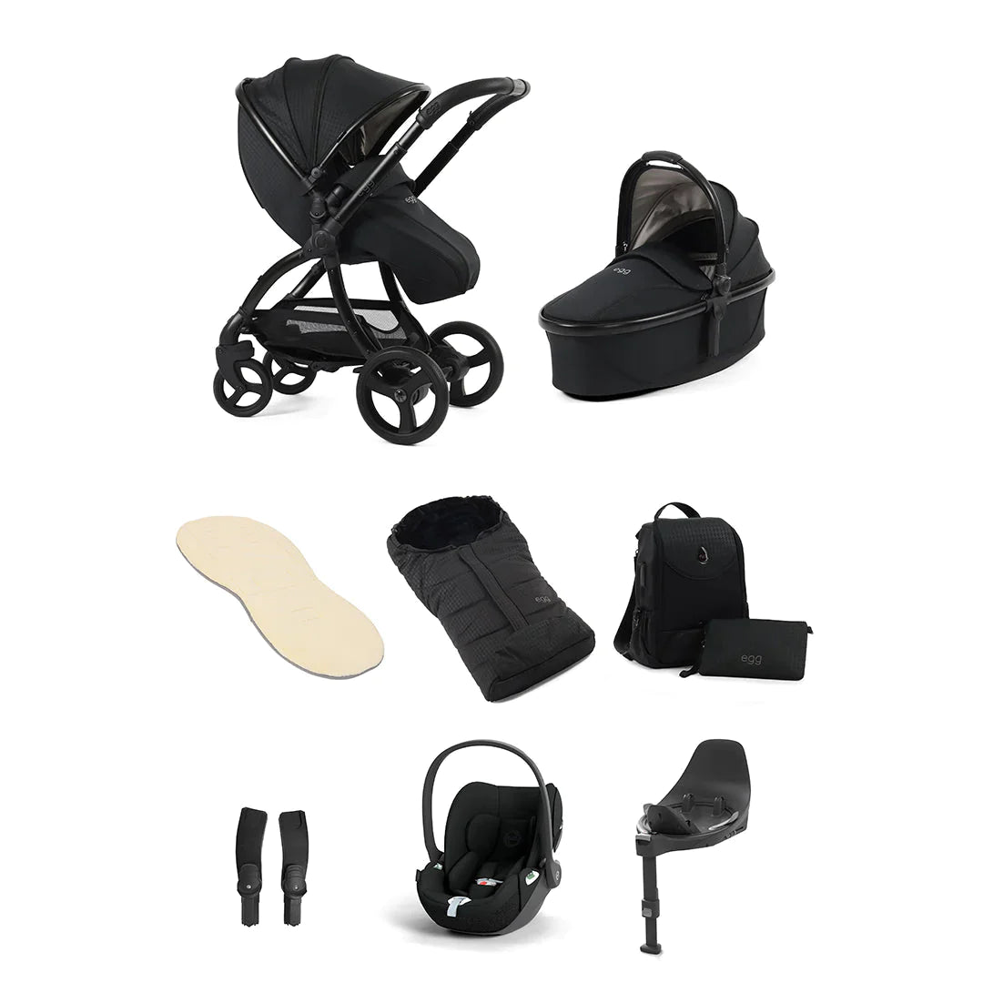 Egg3 Luxury Bundle Houndstooth Black Exclusive with Cybex Cloud G Reclining Car Seat & Swivel Isofix Base