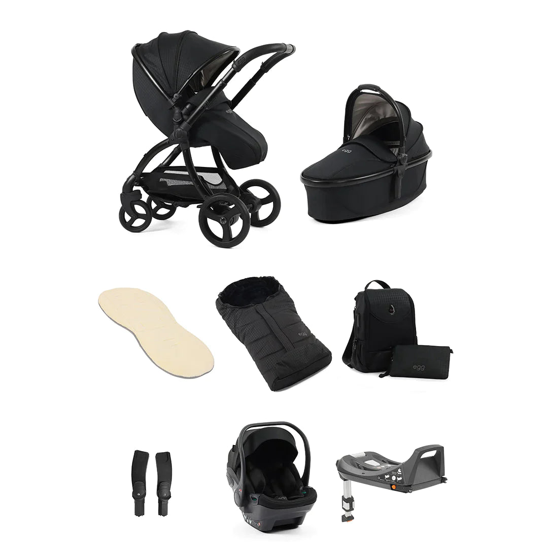 Egg Luxury Travel Bundle With Shell Car Seat Houndstooth Black Exclusive