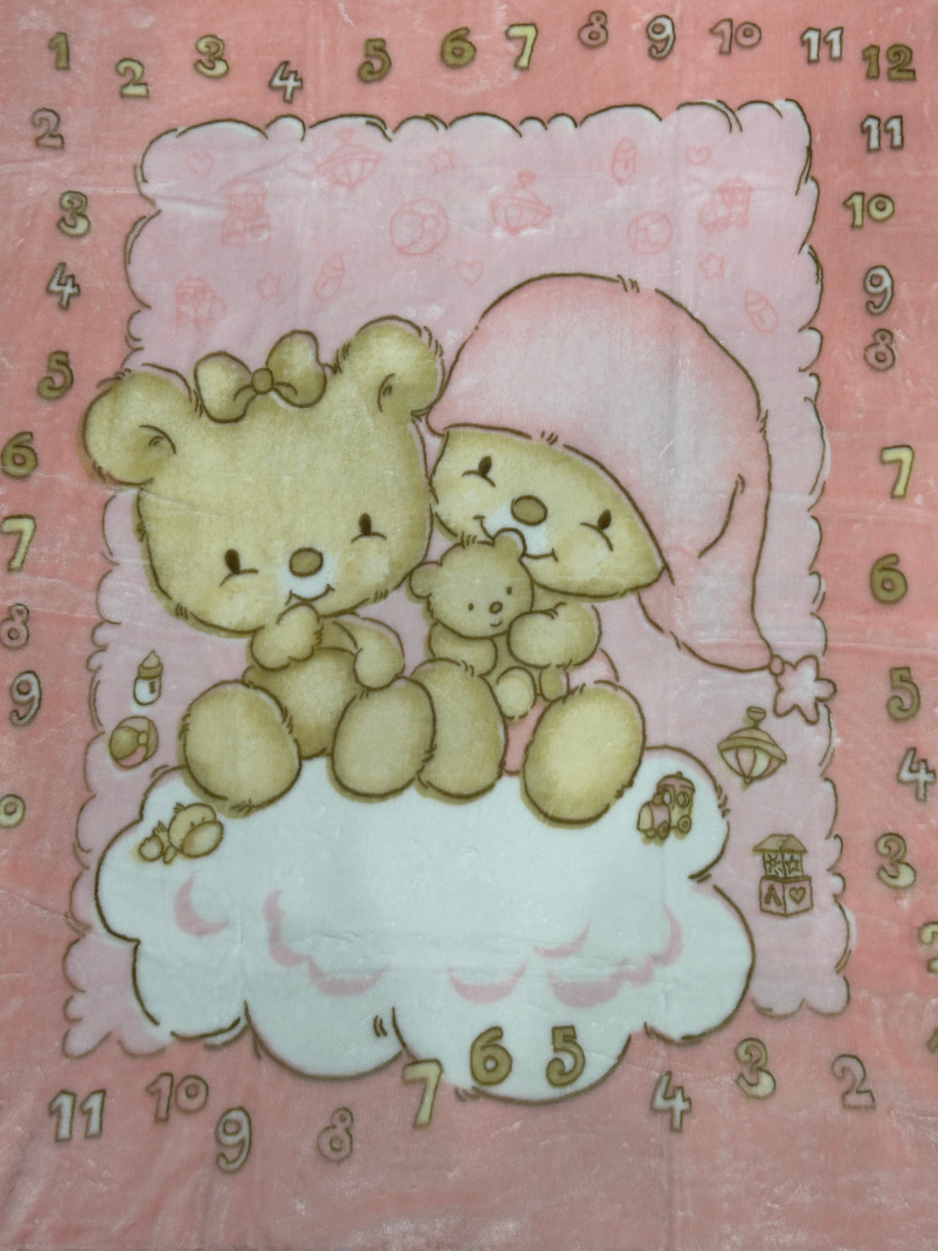 Teddy Plush Cot/Cot bed Blanket Pink