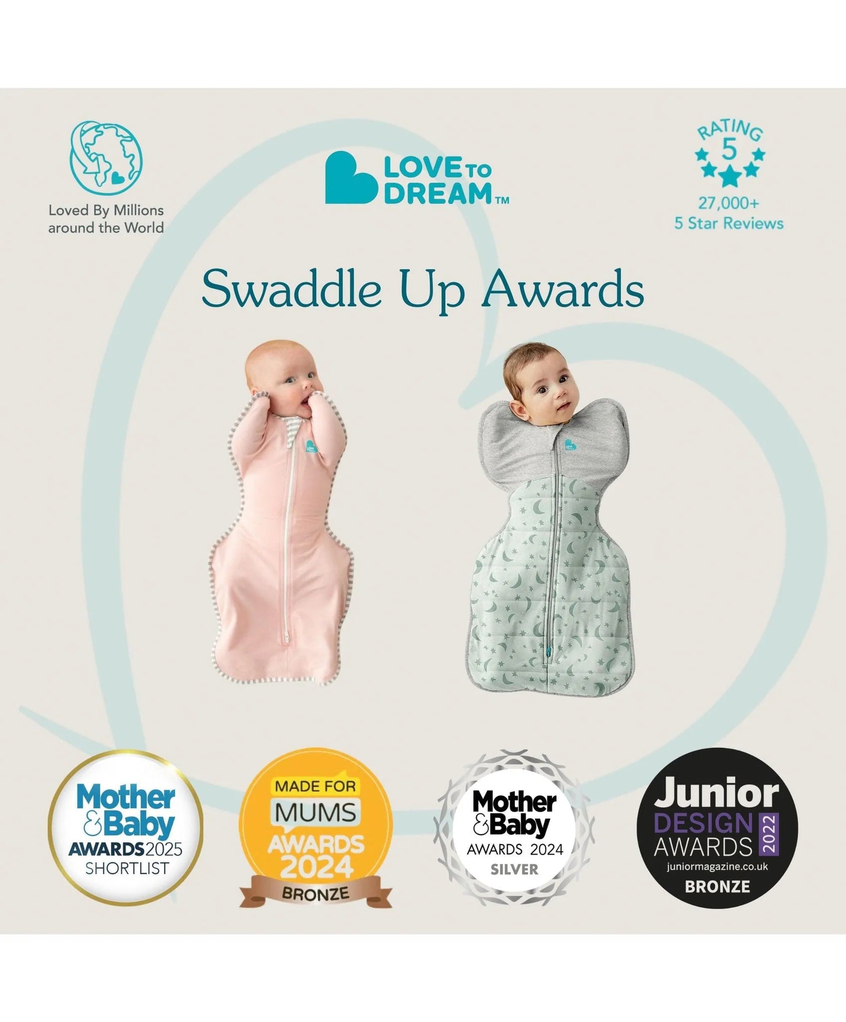 Love To Dream Swaddle Up™ Small/8-13lbs (2.5 Tog) - Pebble Pink