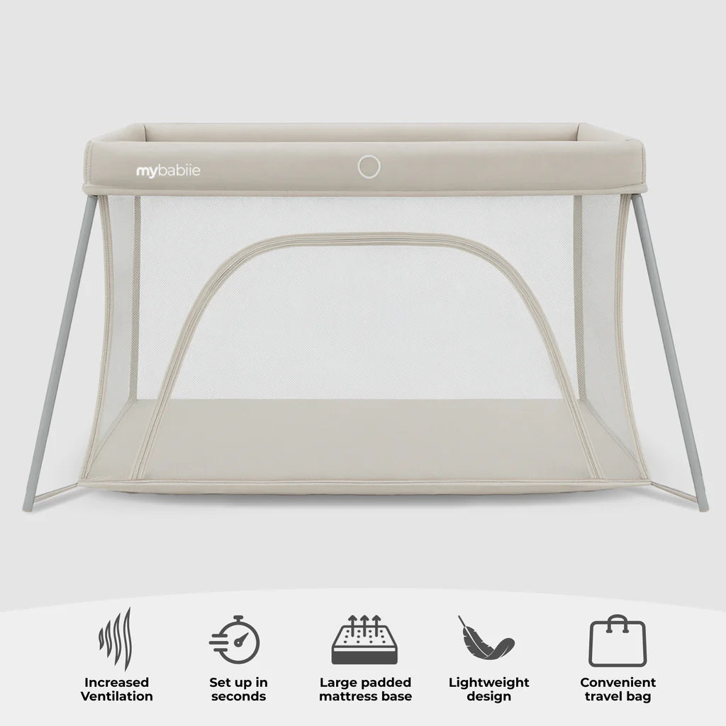 My Babiie Air-Light 3-in-1 Travel Cot with Bassinet - Ivory
