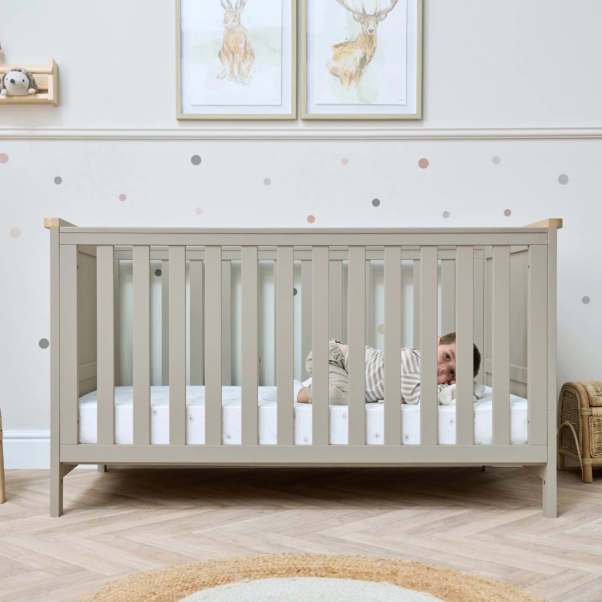 Tutti Bambini Misha Cot Bed - Mushroom/Golden Oak -Instore Collection Only