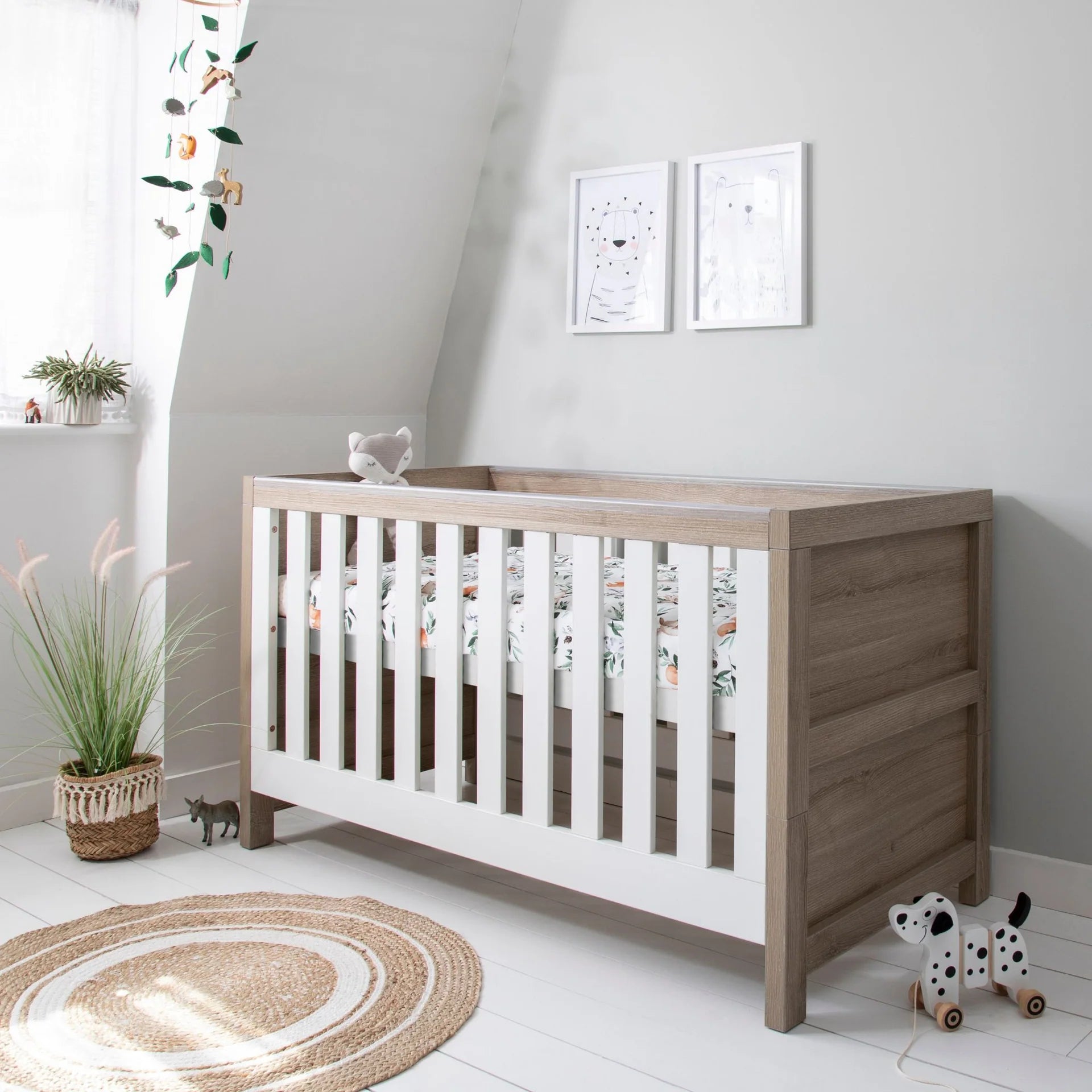 Tutti Bambini Modena Cot Bed Oak/White Click & Collect Only