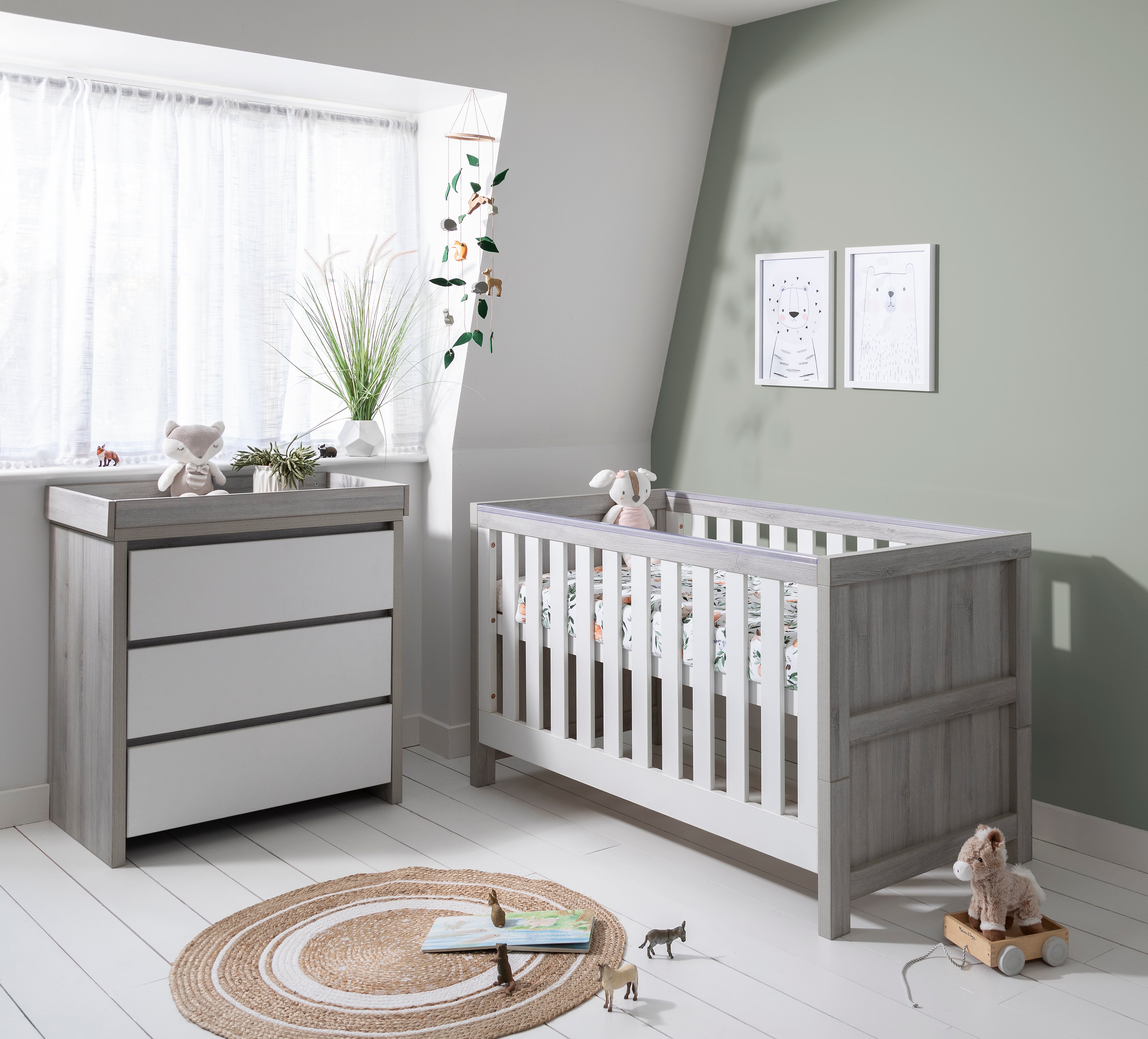 Tutti Bambini Modena Cot Bed Grey Ash/White Click & Collect Only