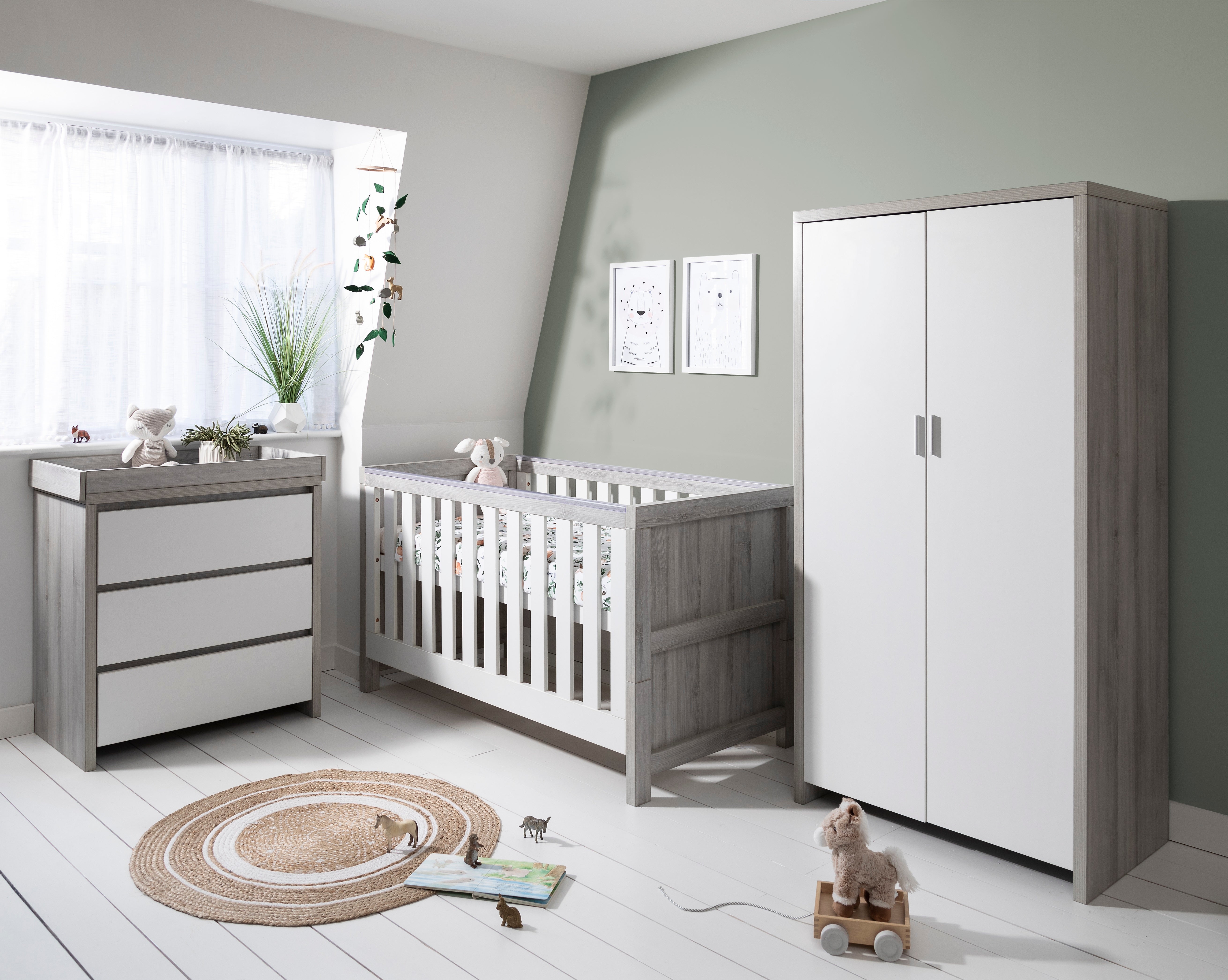 Tutti Bambini Modena 3 Piece Room Set - Grey Ash/White- Collect Instore Only