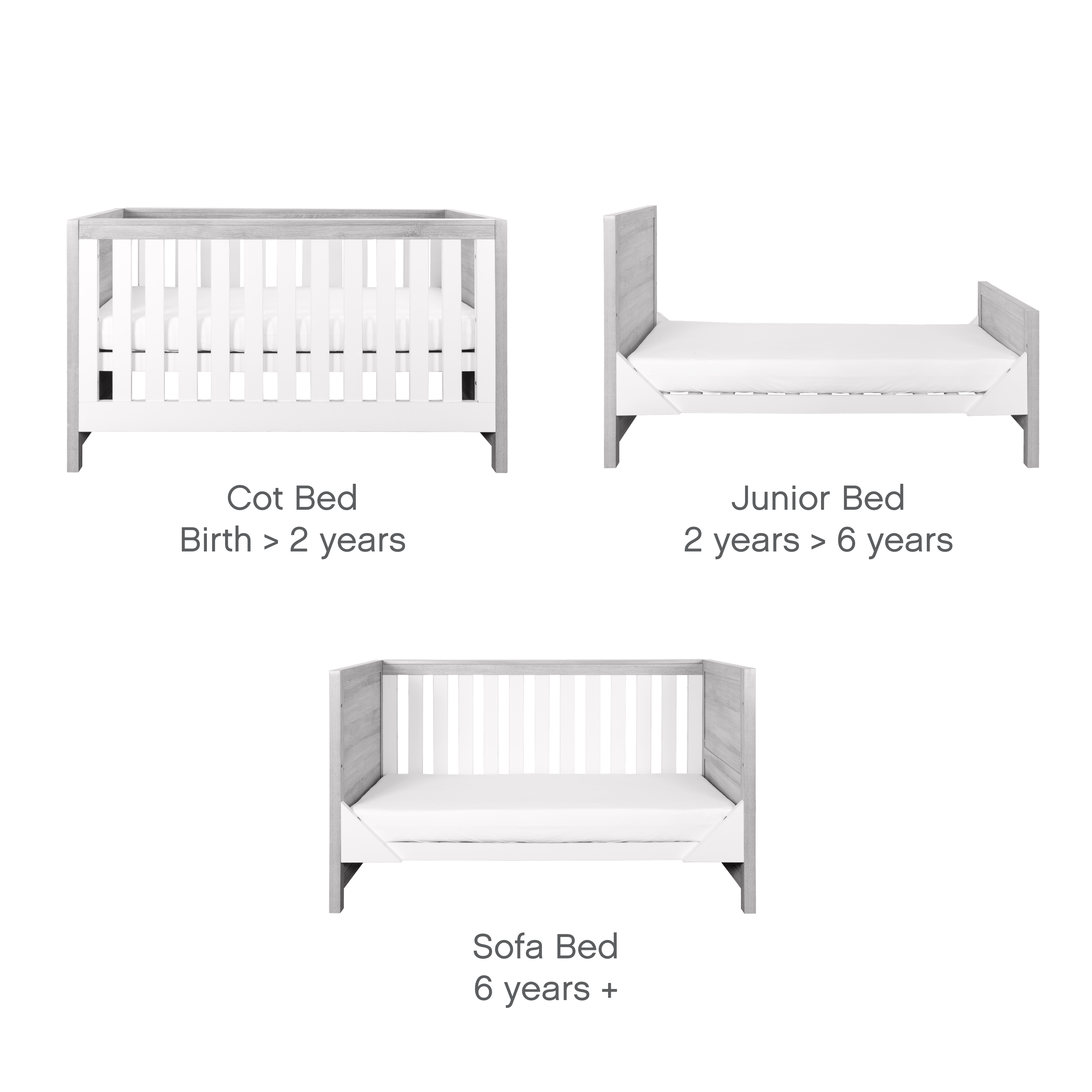 Tutti Bambini Modena 3 Piece Room Set - Grey Ash/White- Collect Instore Only