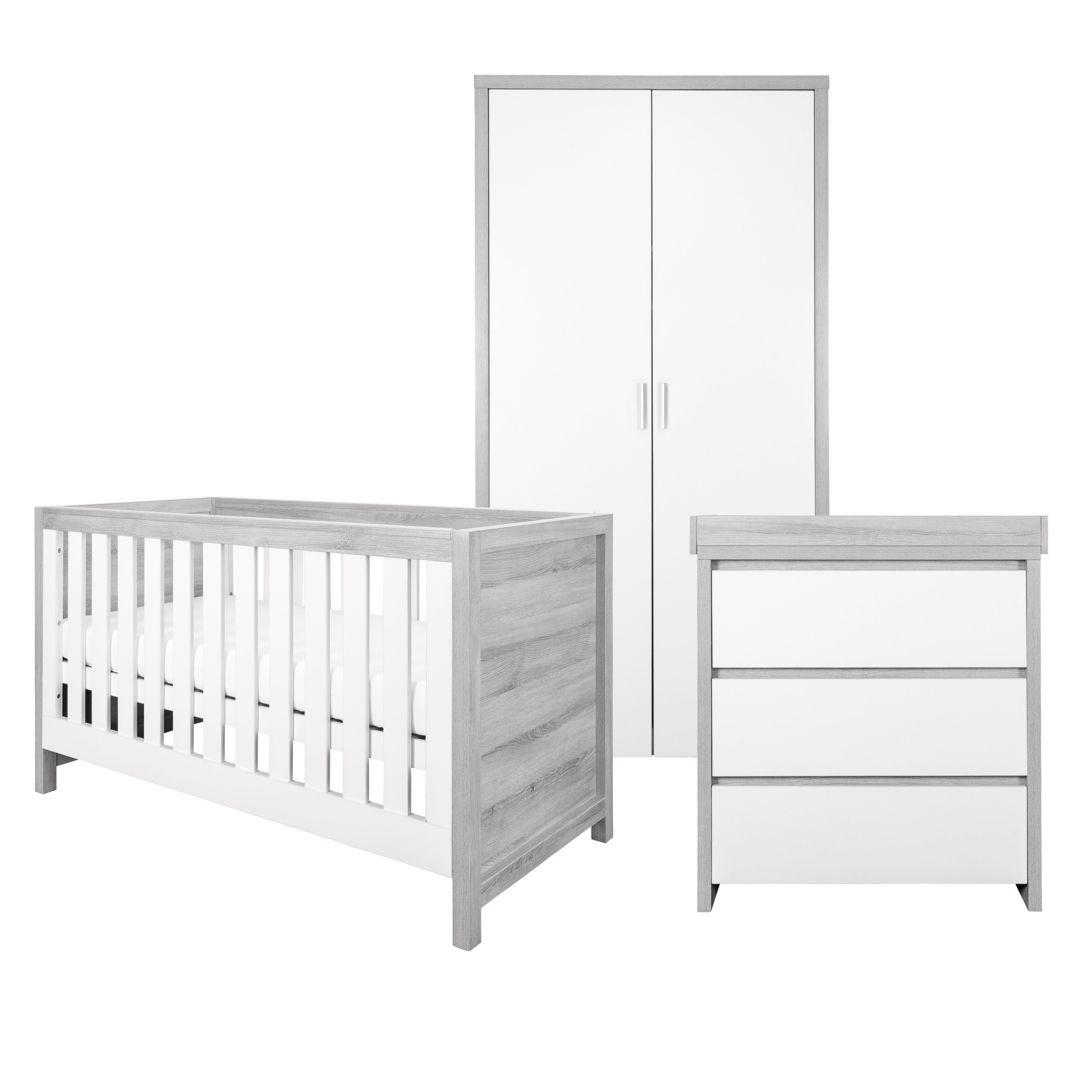 Tutti Bambini Modena 3 Piece Room Set - Grey Ash/White- Collect Instore Only