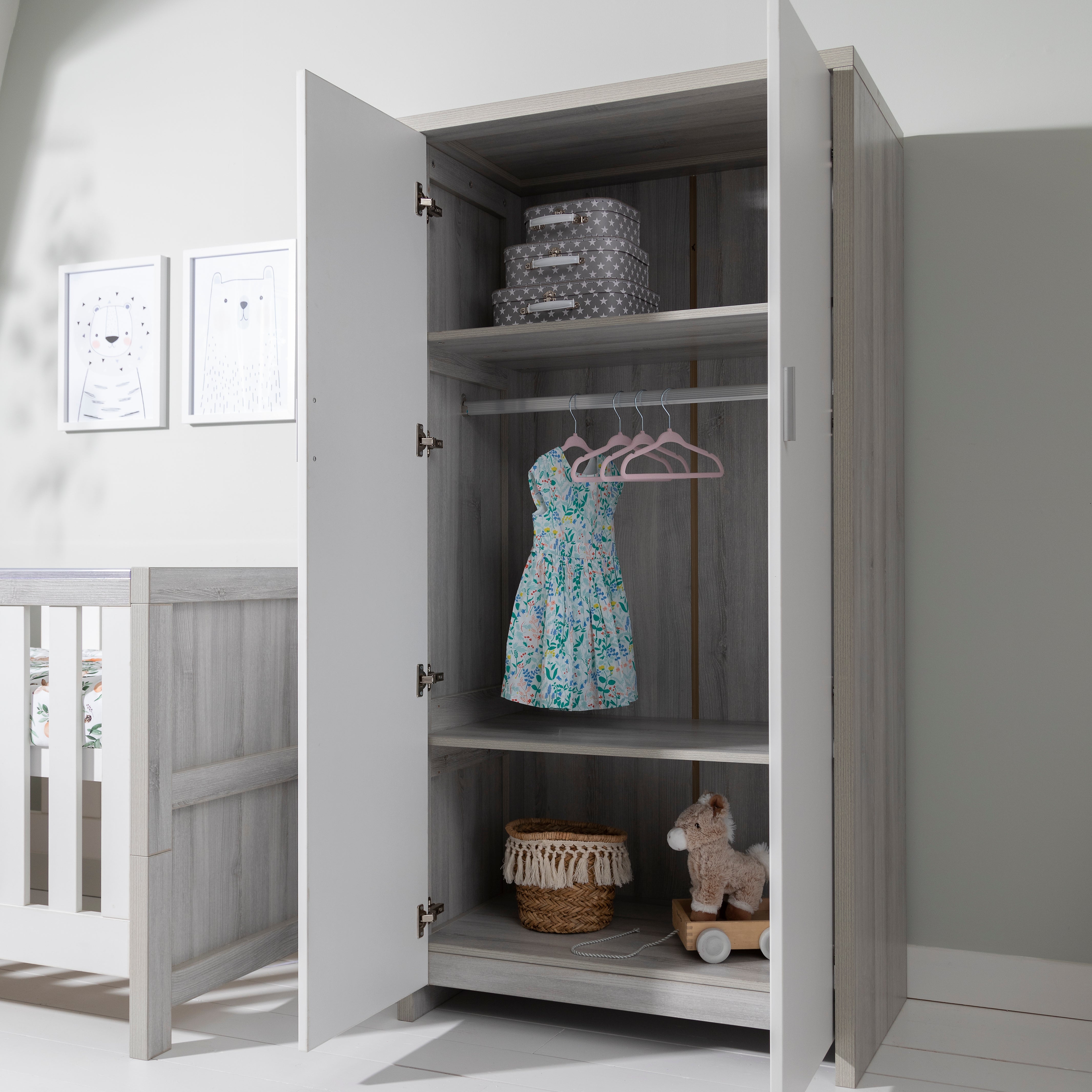 Tutti Bambini Modena 3 Piece Room Set - Grey Ash/White- Collect Instore Only
