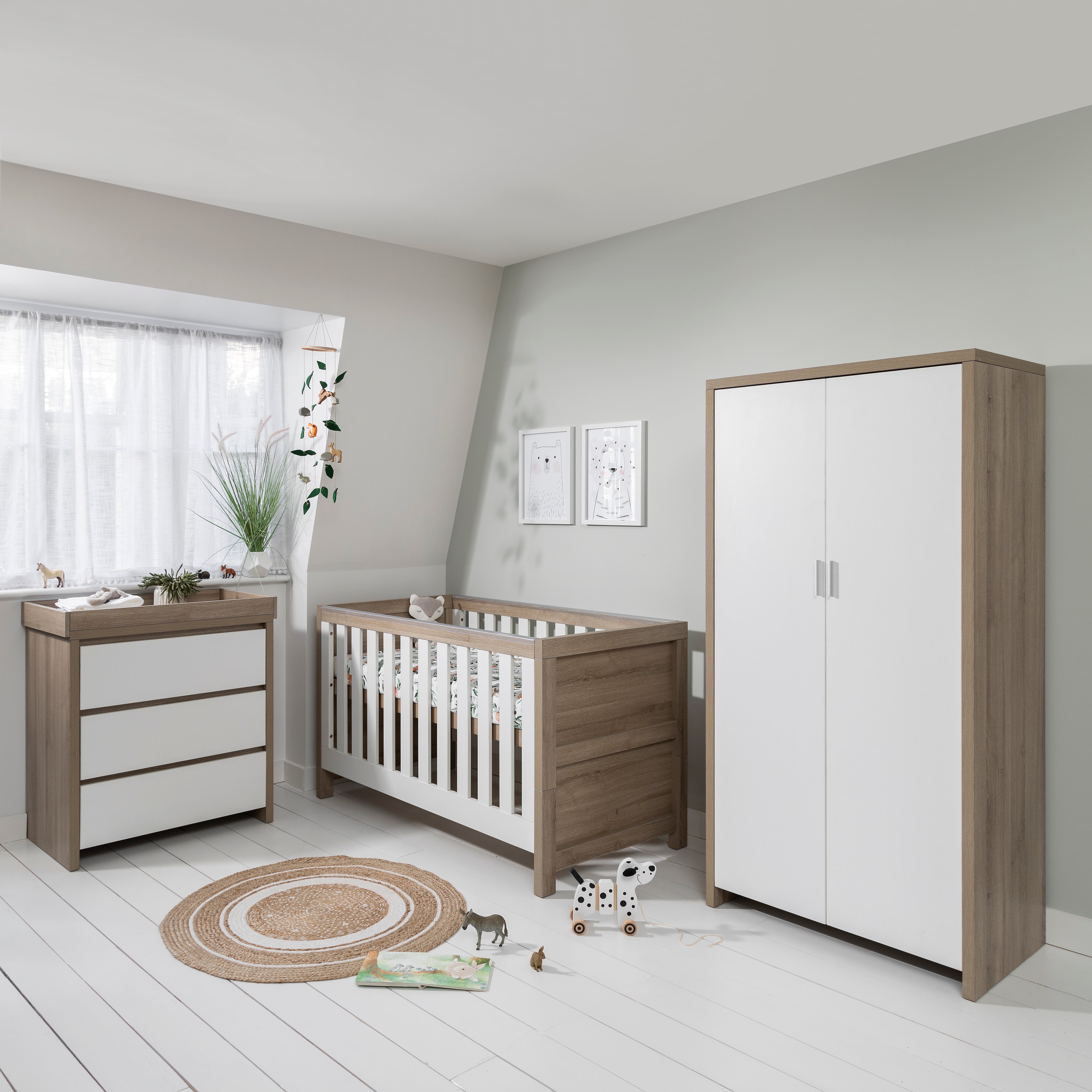 Tutti Bambini Modena 3 Piece Room Set - White/Oak - Collect Instore Only