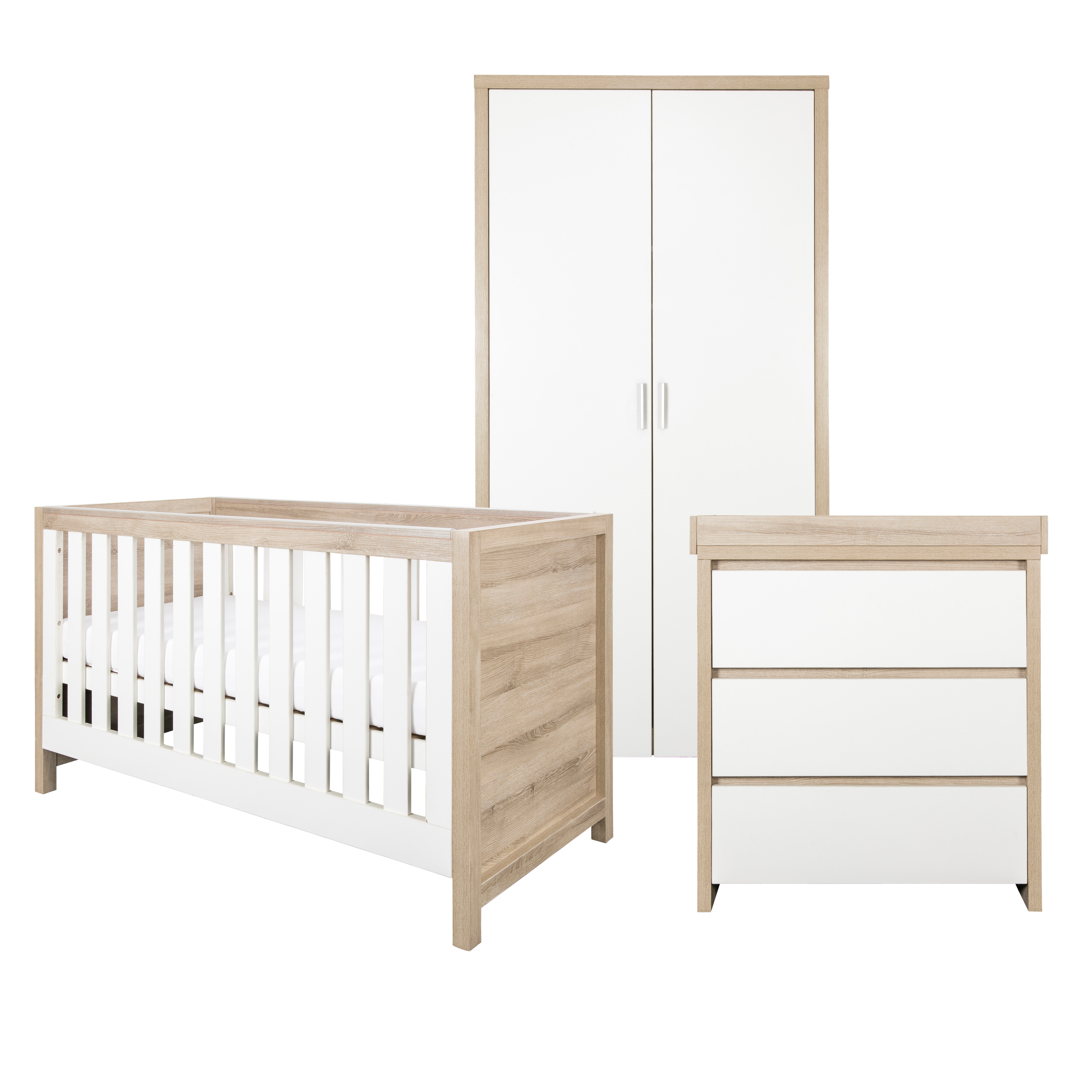 Tutti Bambini Modena 3 Piece Room Set - White/Oak - Collect Instore Only