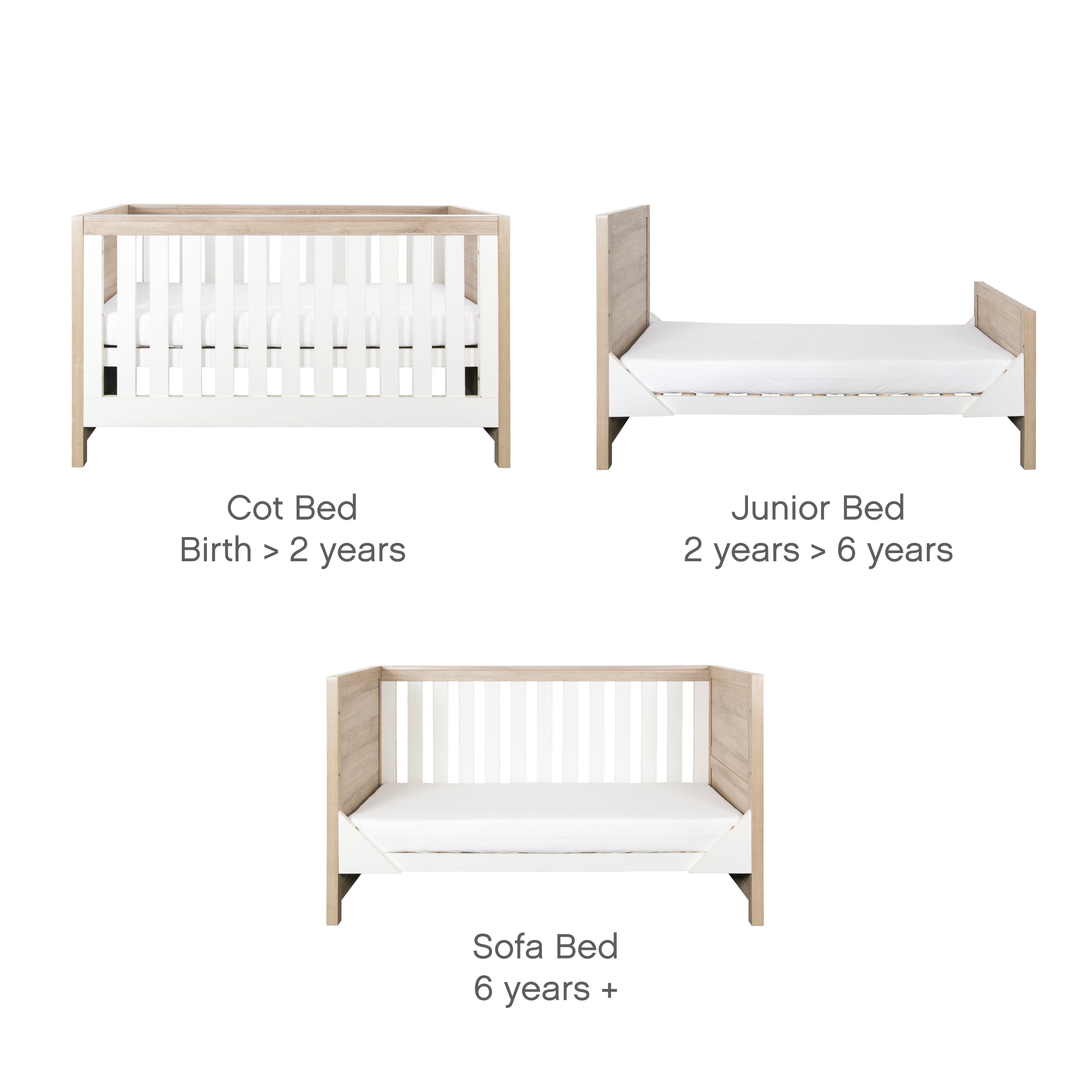 Tutti Bambini Modena Cot Bed Oak/White Click & Collect Only