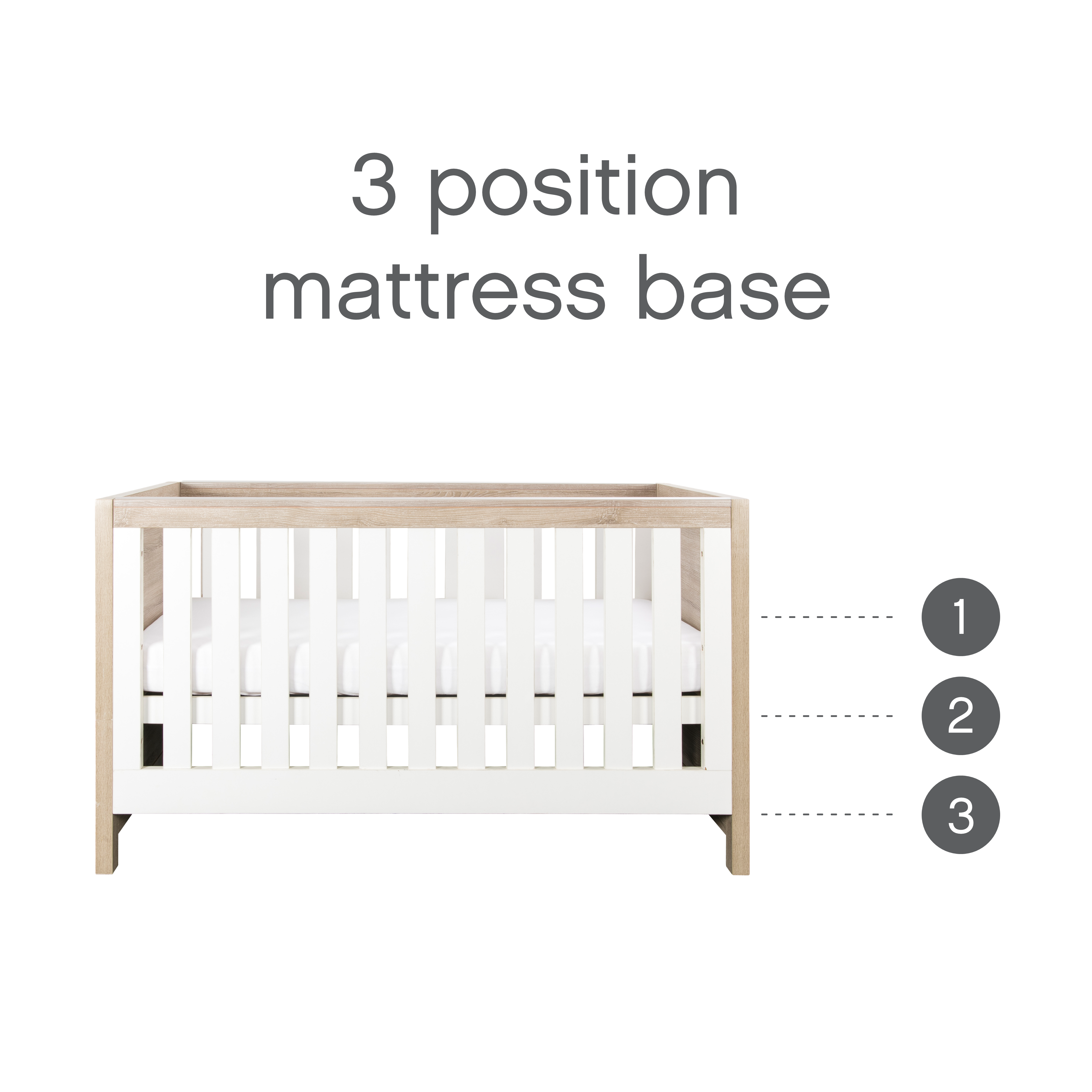 Tutti Bambini Modena 3 Piece Room Set - White/Oak - Collect Instore Only