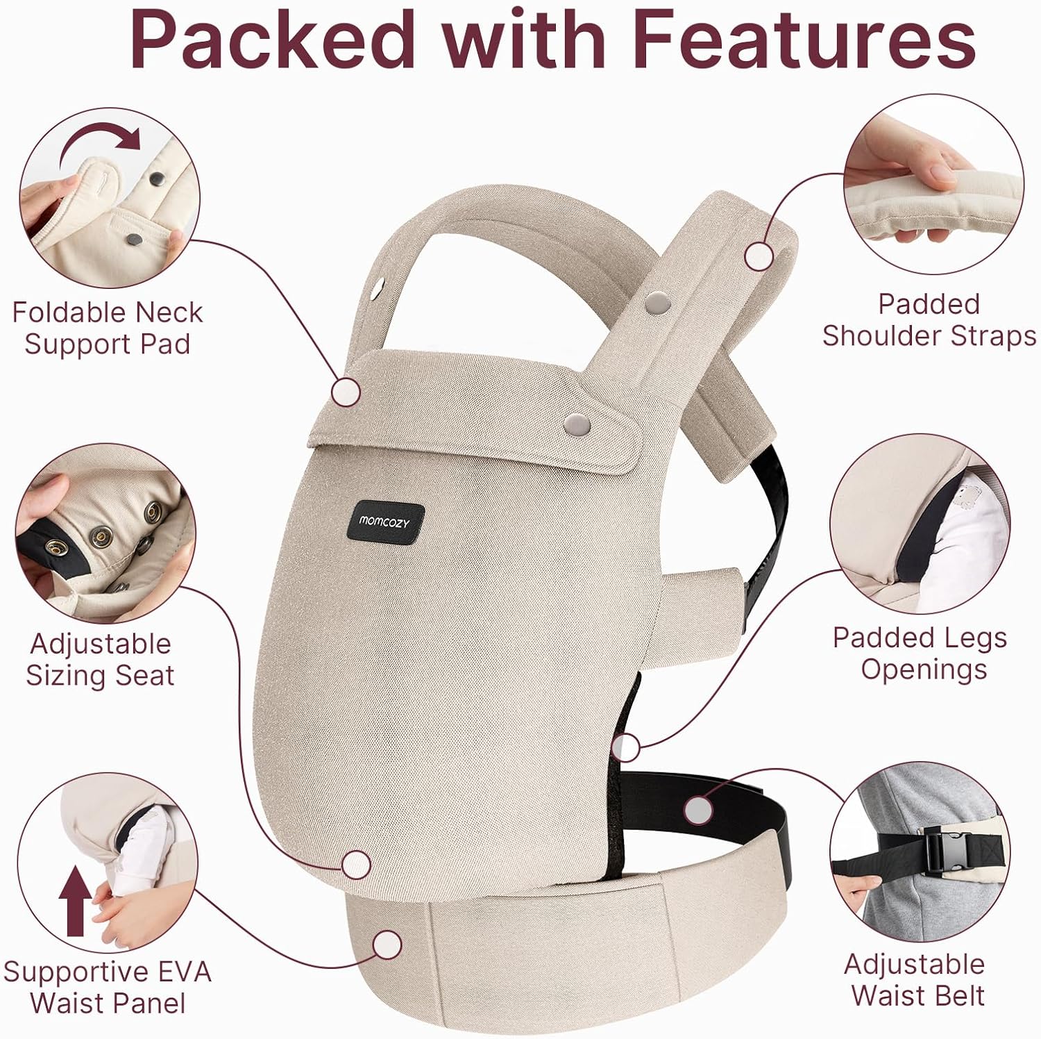 Momcozy Cotton Baby Carrier - Khaki