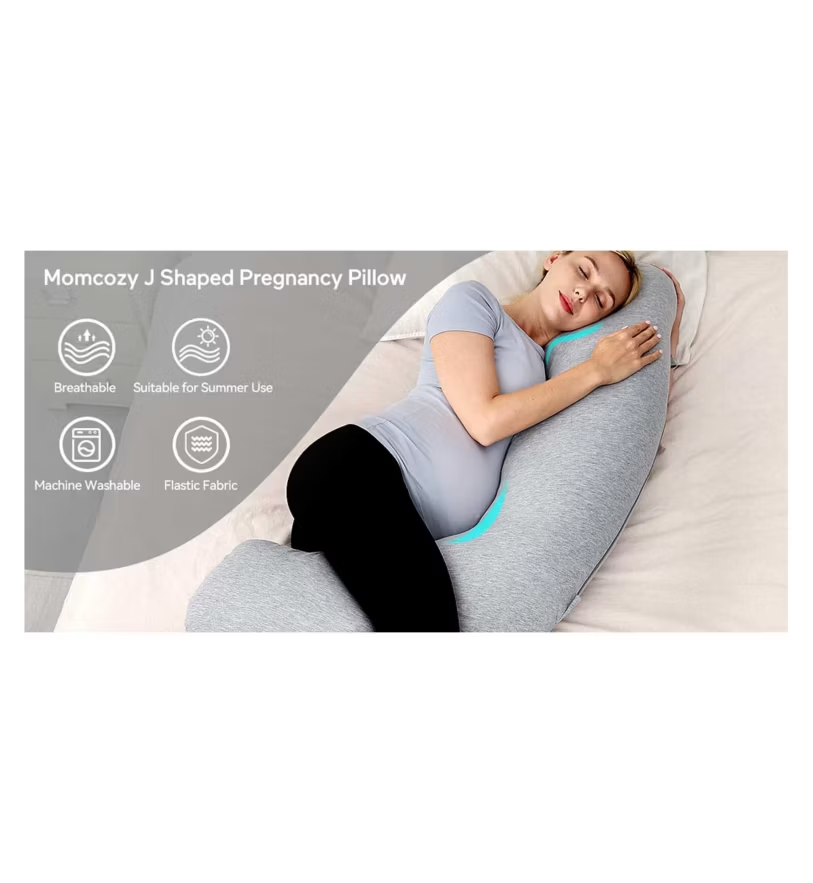Momcozy Cooling J-shaped Maternity Body Pillow