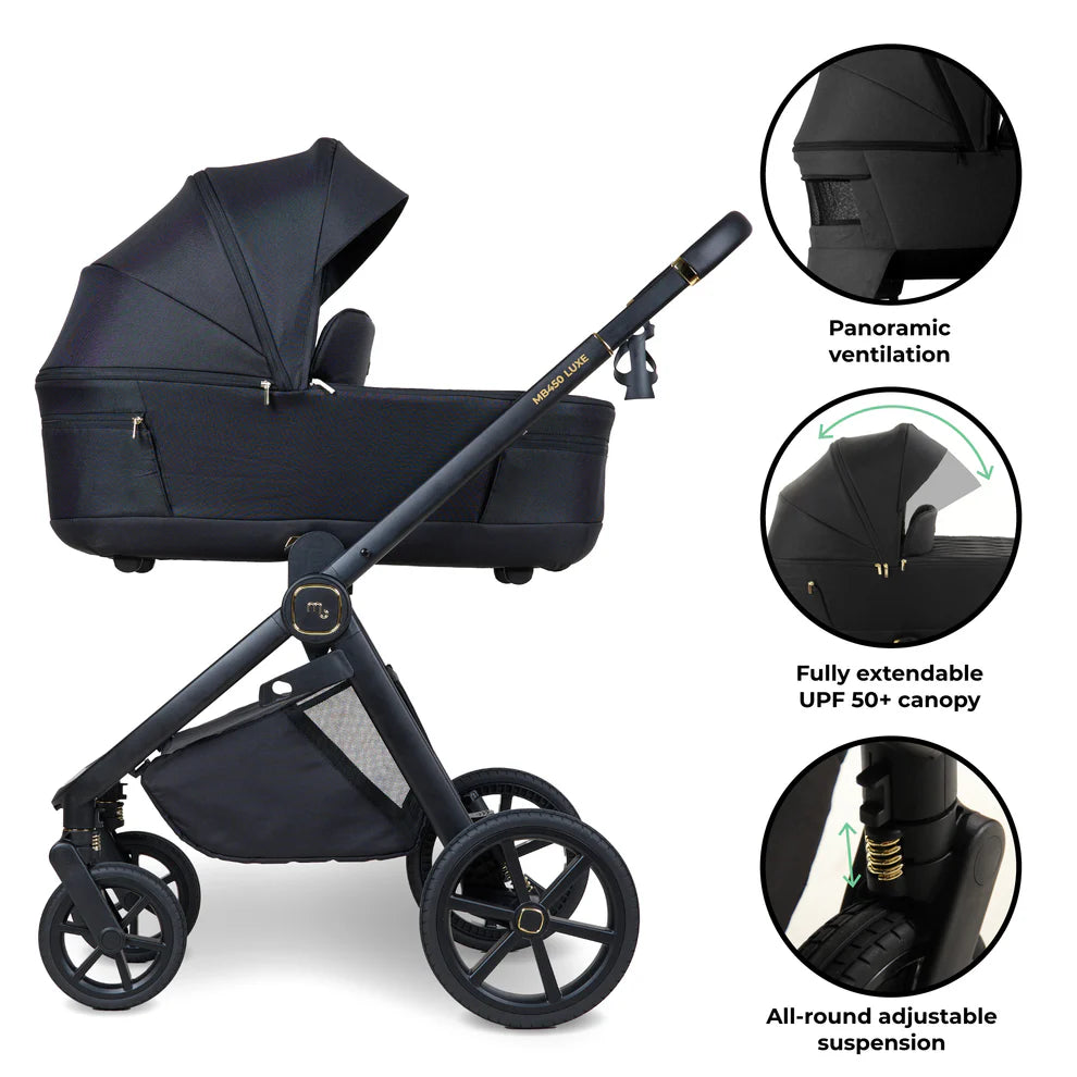 My Babiie 450 LUXE 3-in-1 Travel System with Rotating Car Seat & Toddler Seat + Base - Black