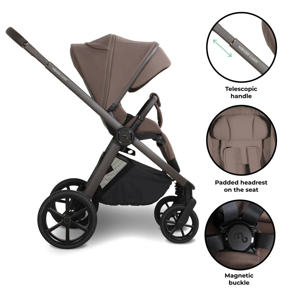 My Babiie 450 LUXE 3-in-1 Travel System with Rotating Car Seat + Base - Cookie Pre Order June/July