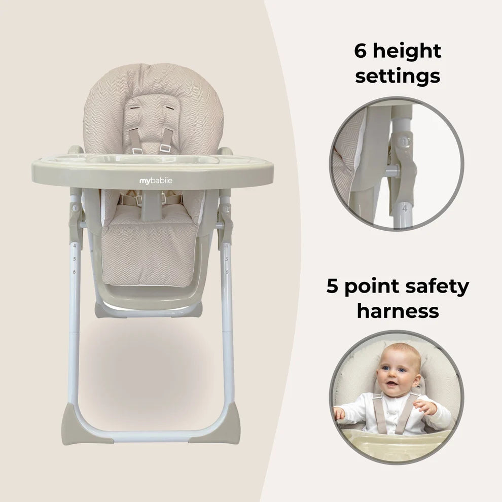 My Babiie Premium Highchair - Oatmeal Herringbone