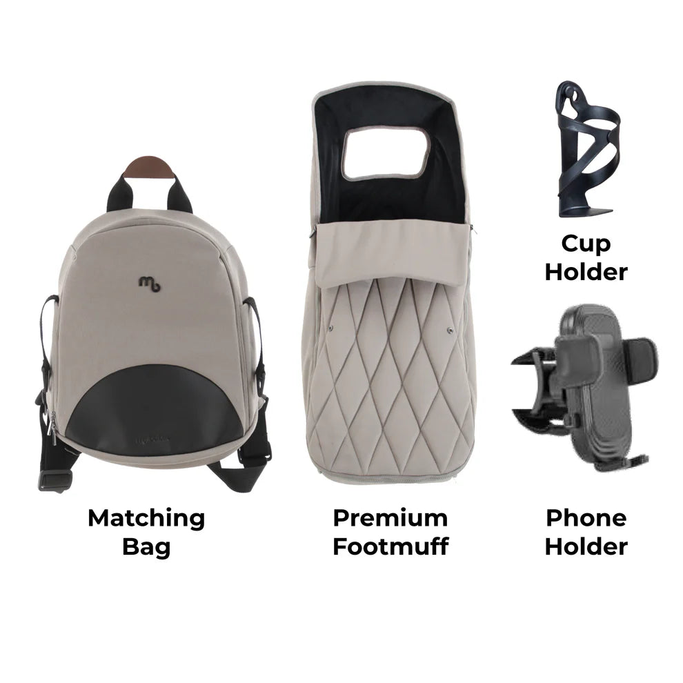 My Babiie 450 LUXE 3-in-1 Travel System with Rotating Car Seat & Toddler Seat + Base - Mink Pre -Order March