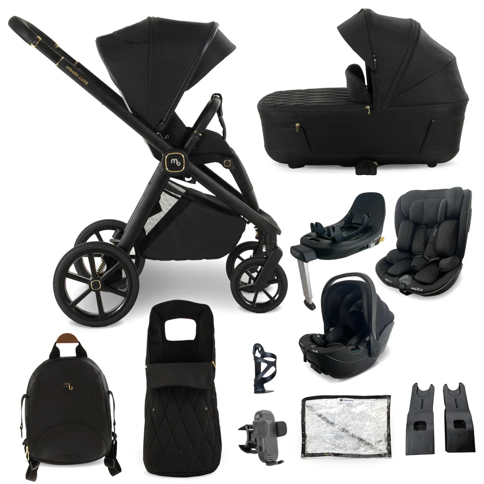 My Babiie 450 LUXE 3-in-1 Travel System with Rotating Car Seat & Toddler Seat + Base - Black