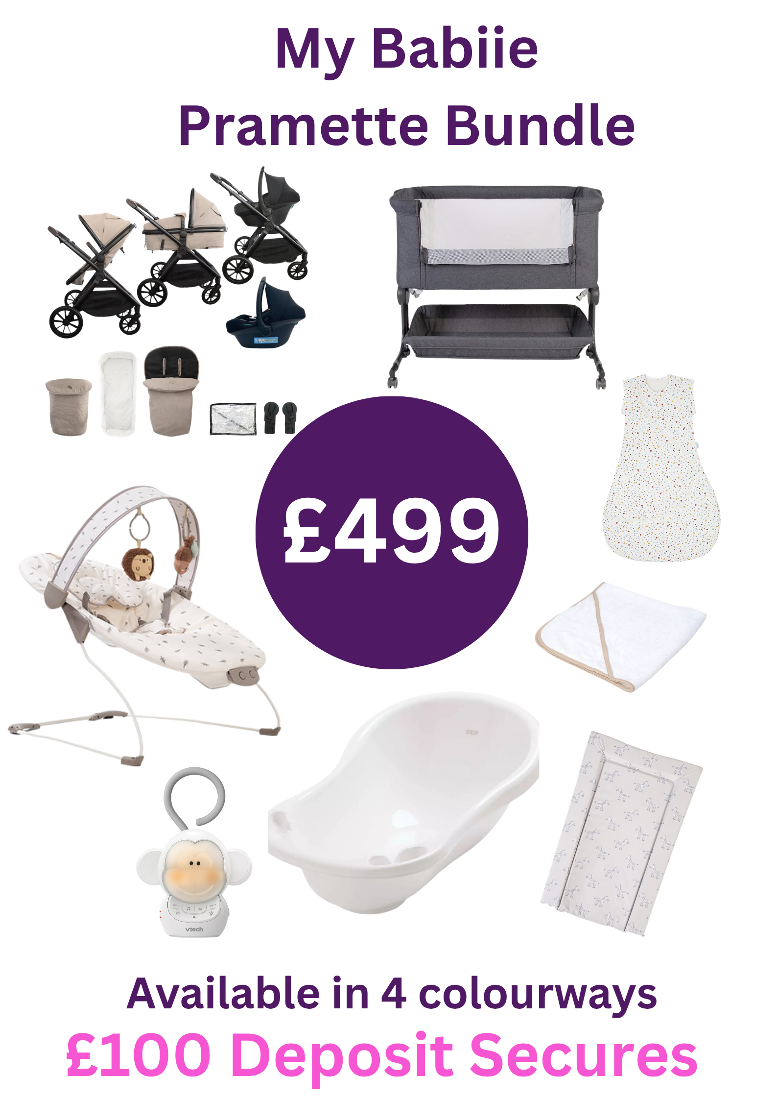 My Babiie Pramette Extra Value Bundle - Pre Order £100 Deposit Instore Collection