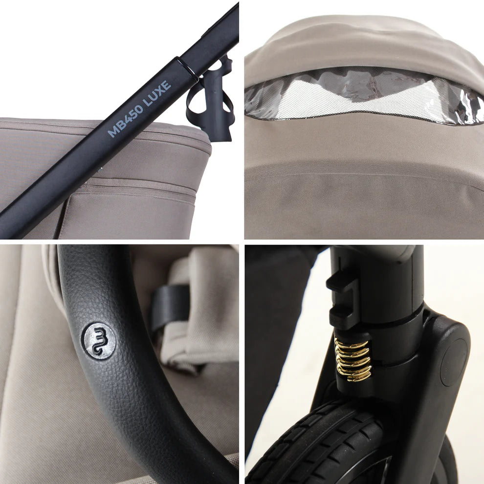 My Babiie 450 LUXE 3-in-1 Travel System with Rotating Car Seat & Toddler Seat + Base - Mink Pre -Order March