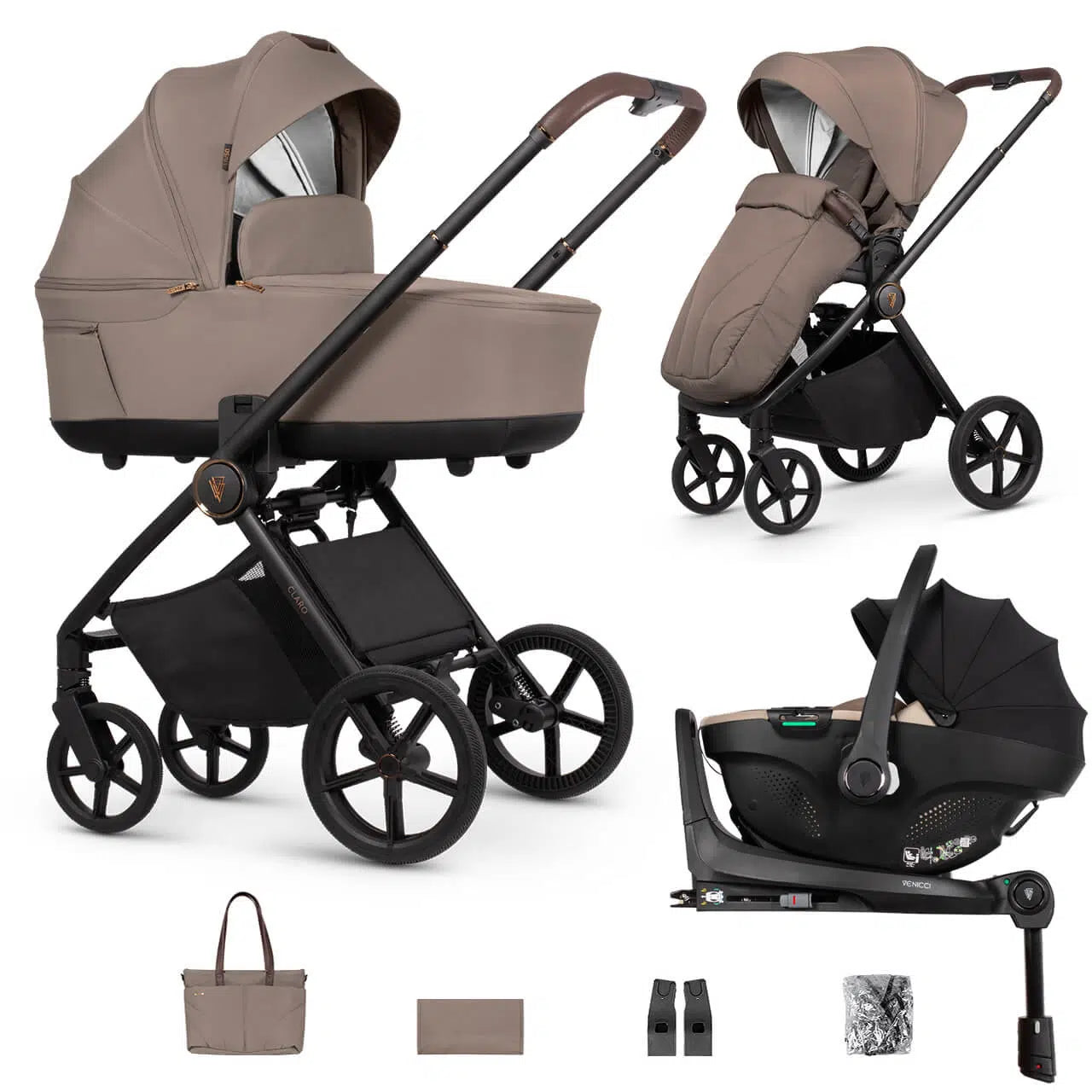 Venicci Claro 3-in-1 Travel System + 360 Base – Almond - Pre Order