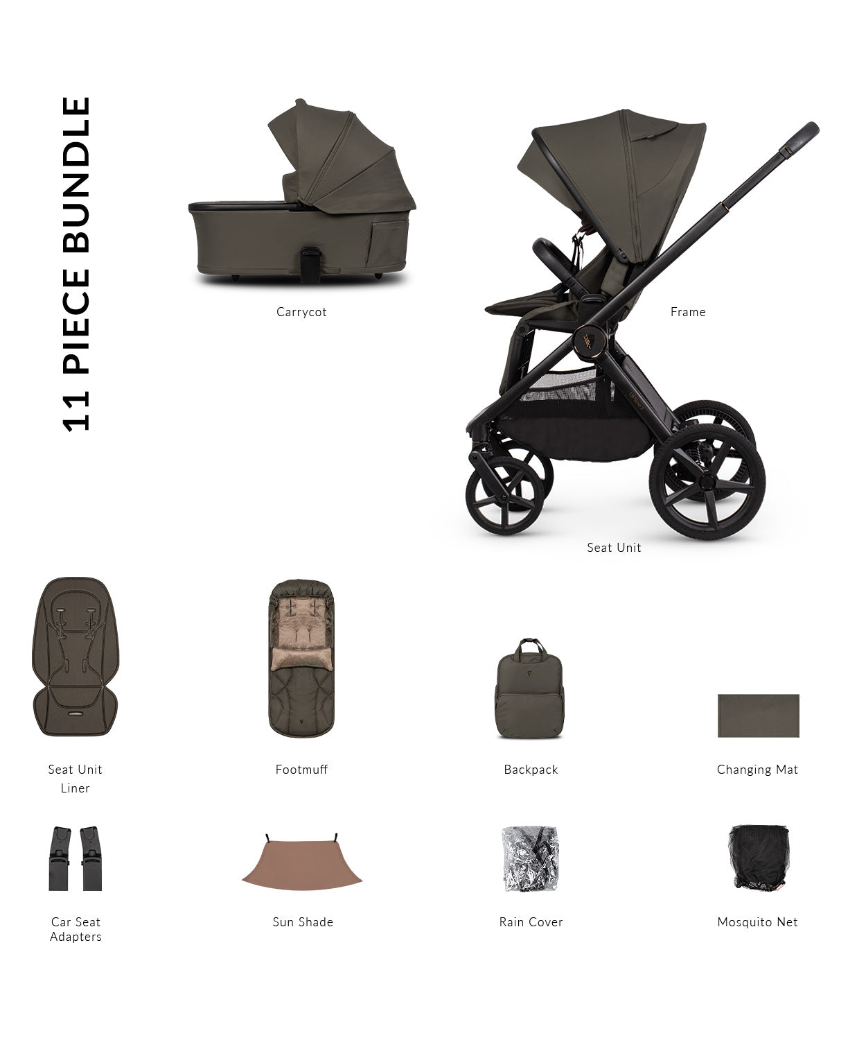 Venicci Upline 3 Truffle Carrycot 2-in-1 Accessory Bundle