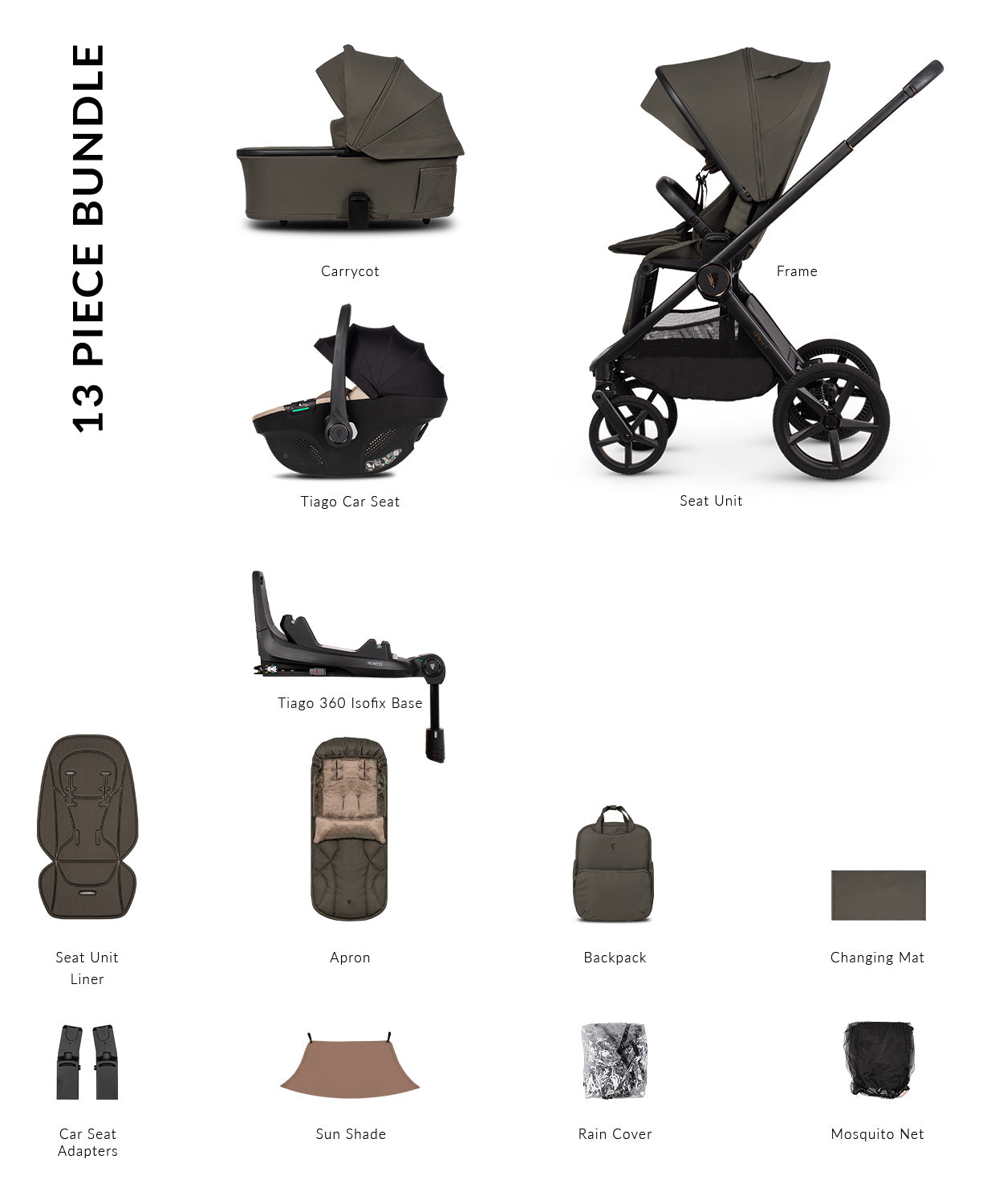 Venicci Upline 3 Truffle + Car Seat & Base 4-in-1 Bundle