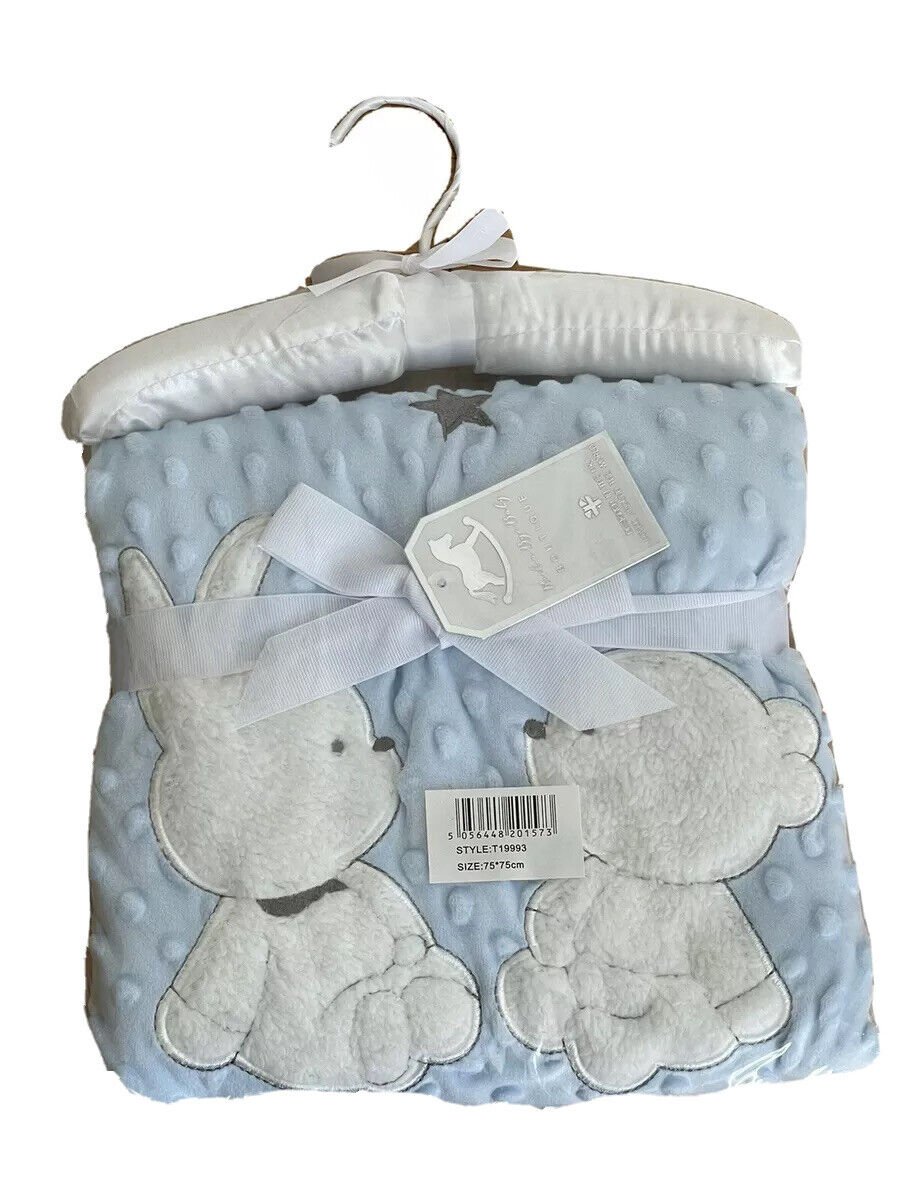 Pram blanket Blue/White Bear