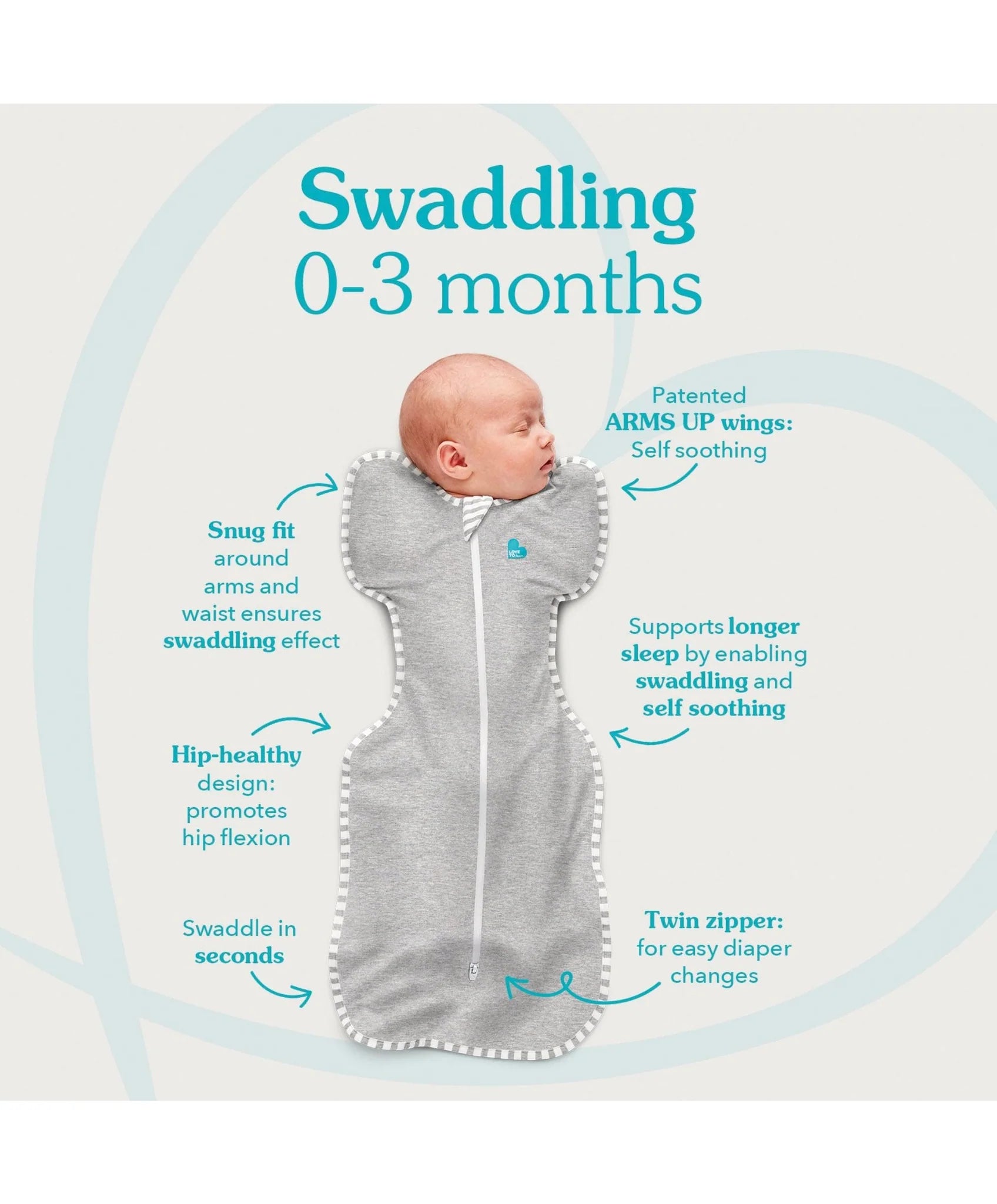 Love To Dream Swaddle Up™ Small/8-13lbs (2.5 Tog) - Pebble Blue