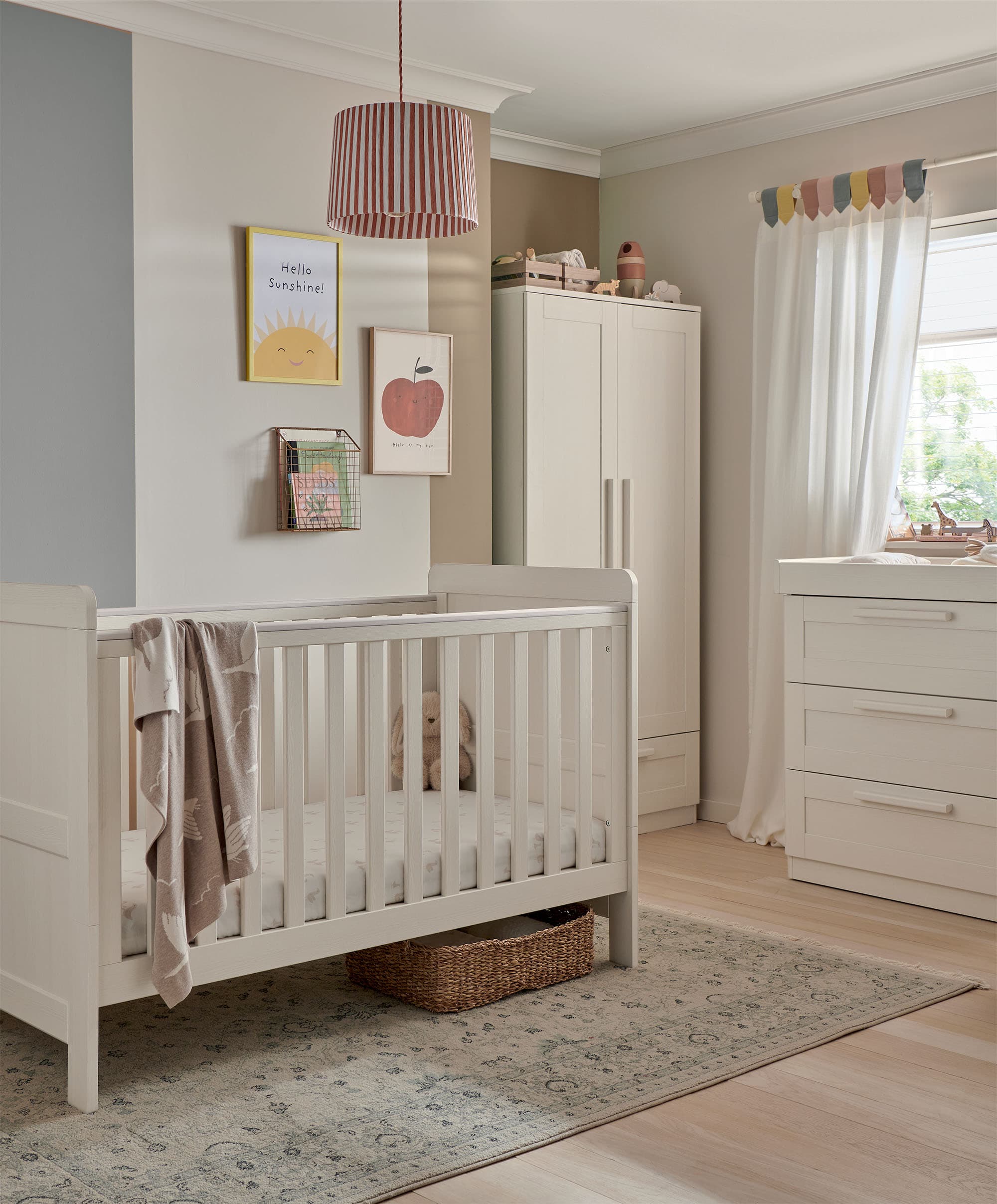 Mamas & Papas Atlas 3 Piece Cotbed Range with Dresser Changer &amp; Wardrobe - Stone Instore Collection