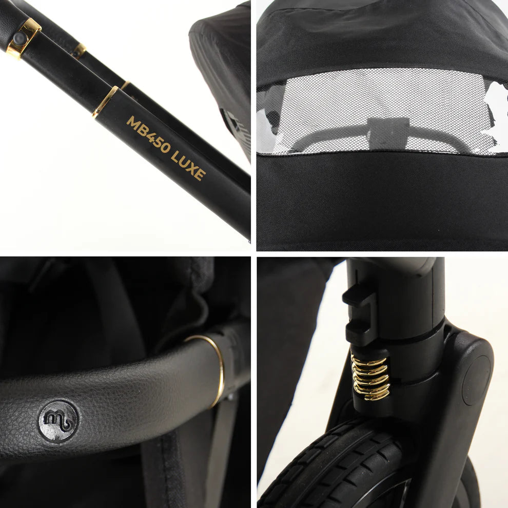 My Babiie 450 LUXE 3-in-1 Travel System with Rotating Car Seat & Toddler Seat + Base - Black