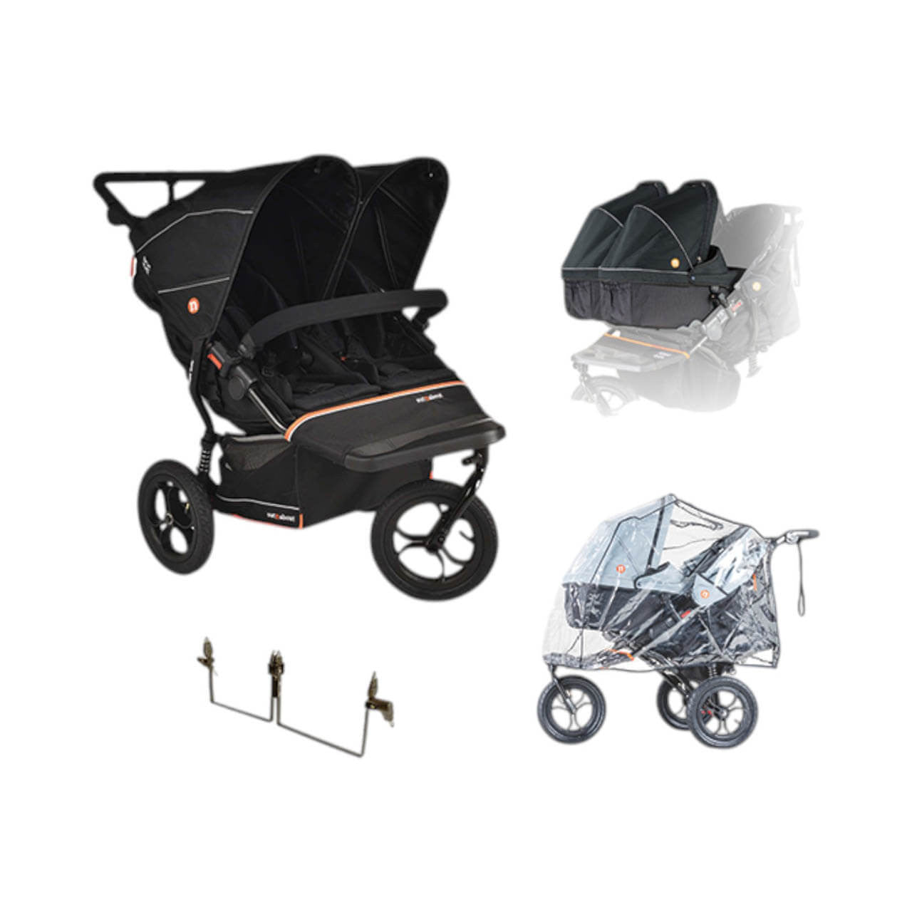 Out N About Nipper Double V6 Twin Bundle - Summit Black - Pre Order
