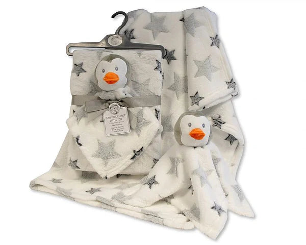 Pram Blanket White/Grey Penguin