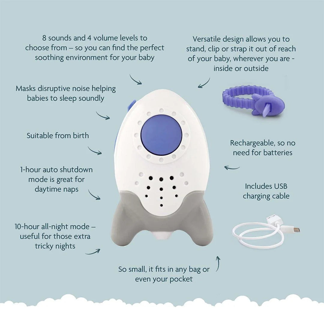 Wooshh by Rockit - Rechargeable White Noise Machine, Toddler and Baby Sleep Aid, Portable Baby Sleep Soother, Sound Therapy