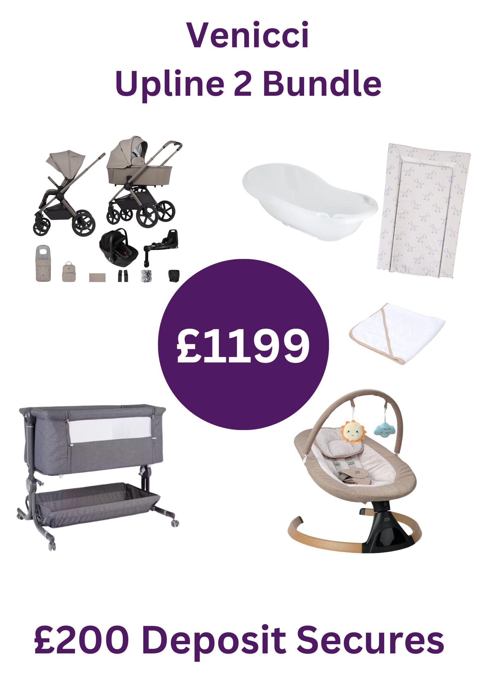 Venicci Upline2 Taupe £1199 Bundle Secure with £200 Deposit - Instore collection only