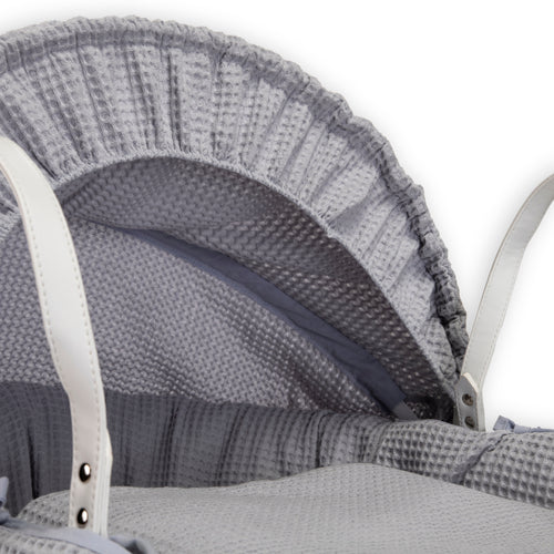 Clair de Lune Waffle Wicker Moses Basket White/Grey - Click & Collect Only