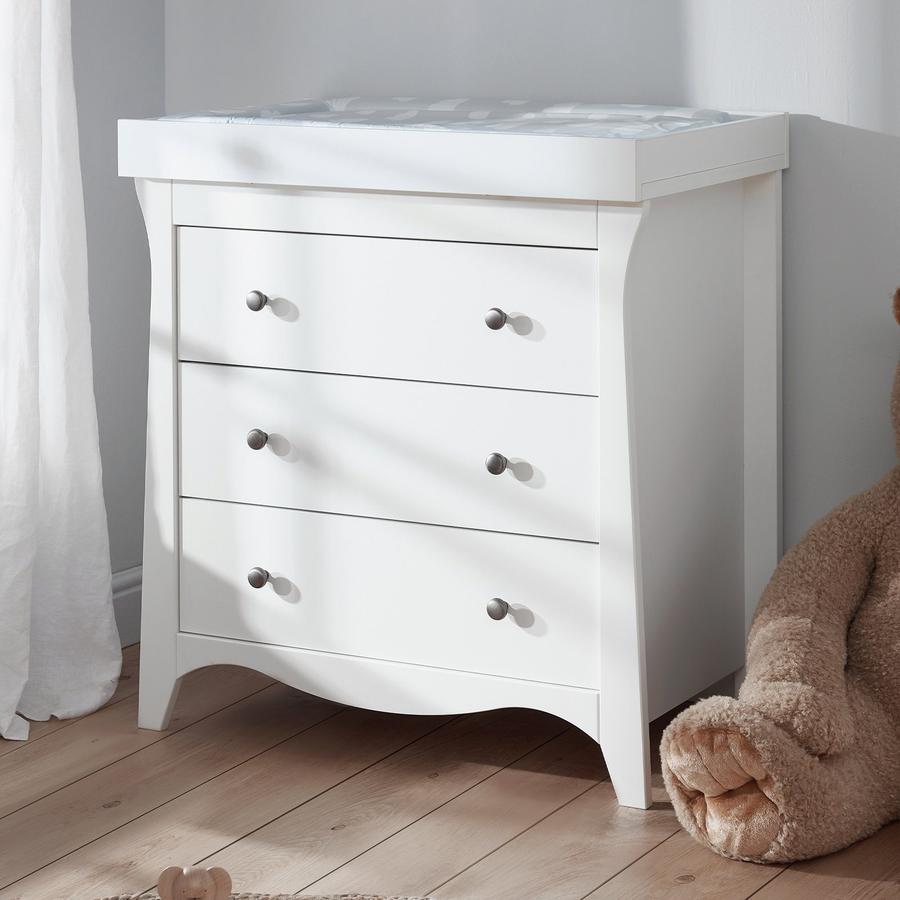 Cuddleco Clara 2 Piece Cot Bed & Dresser White Click & Collect Only